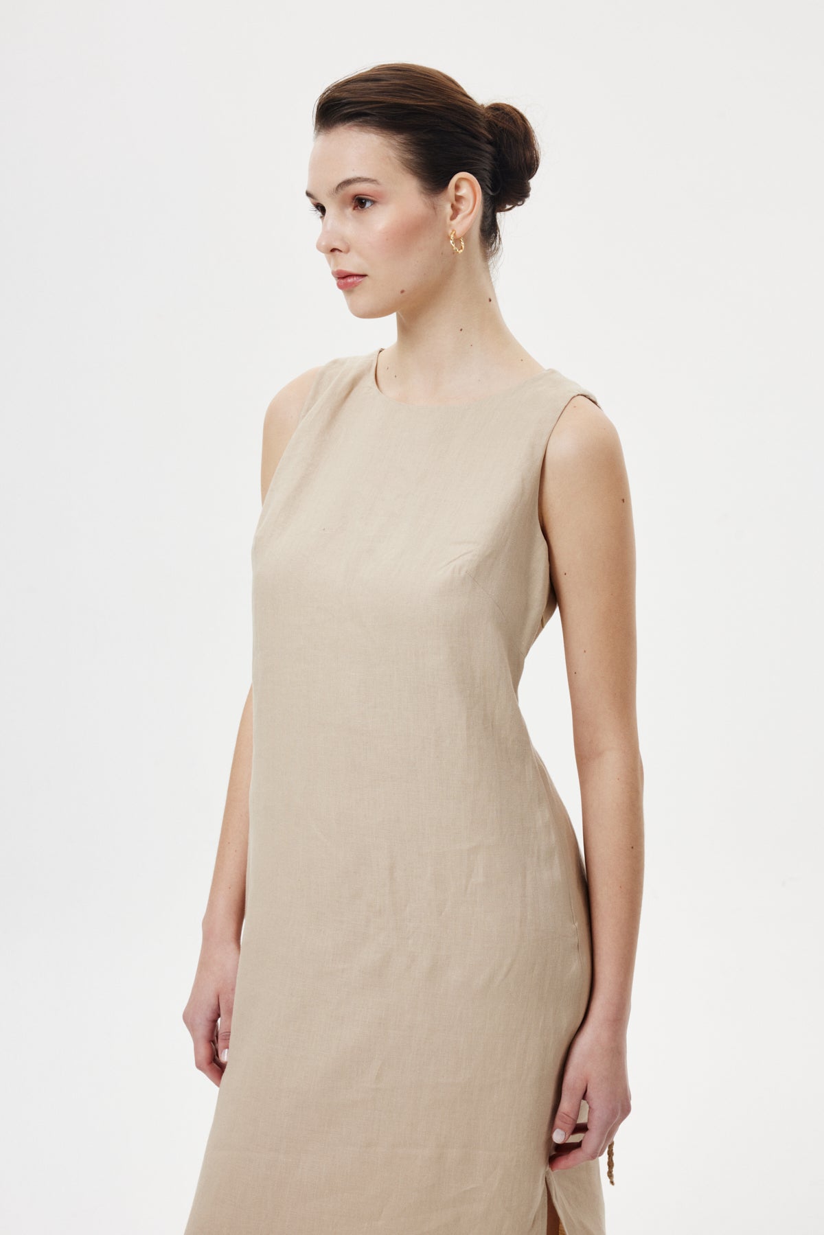 Regular-Fit Keten Elbise