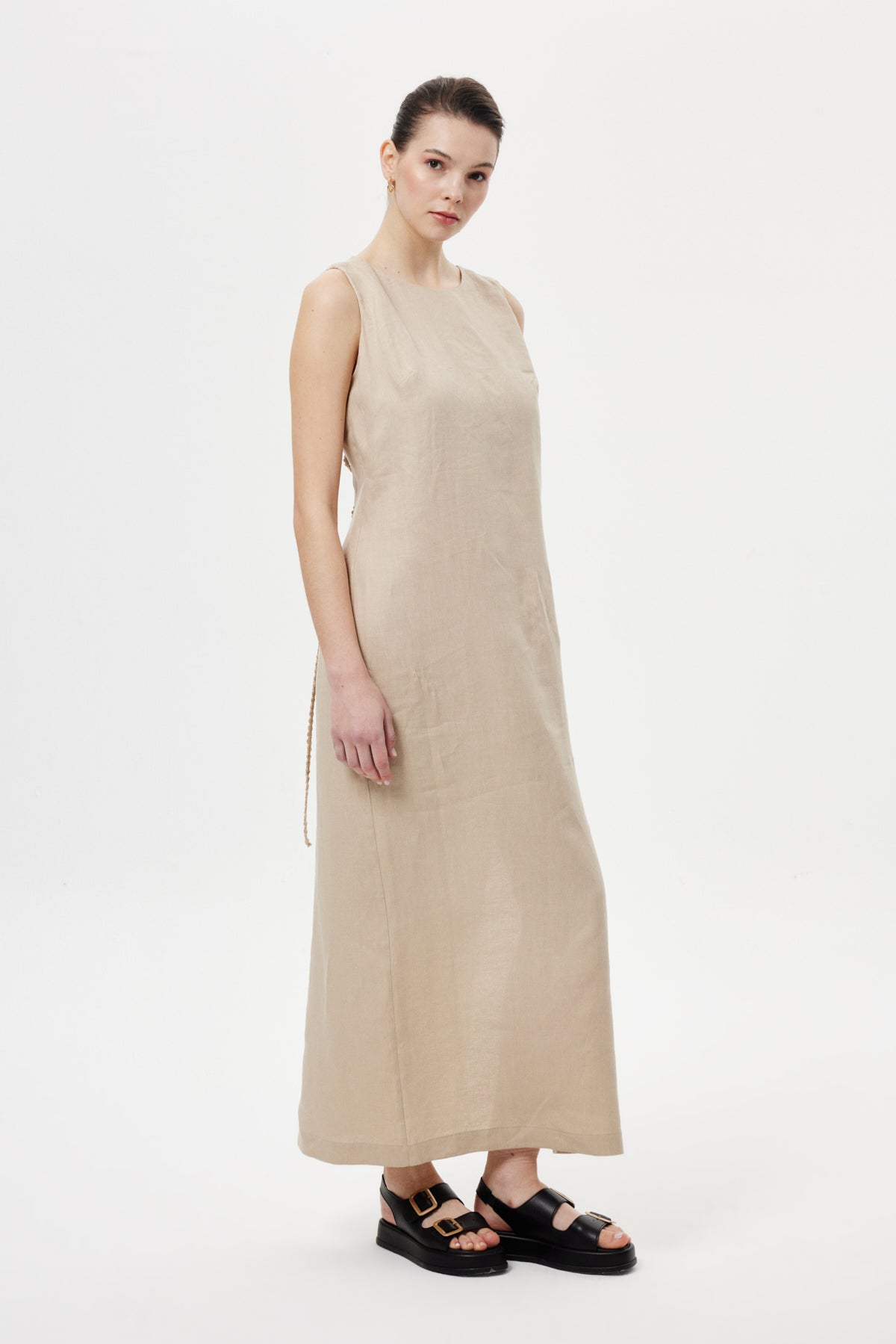 Regular-Fit Keten Elbise