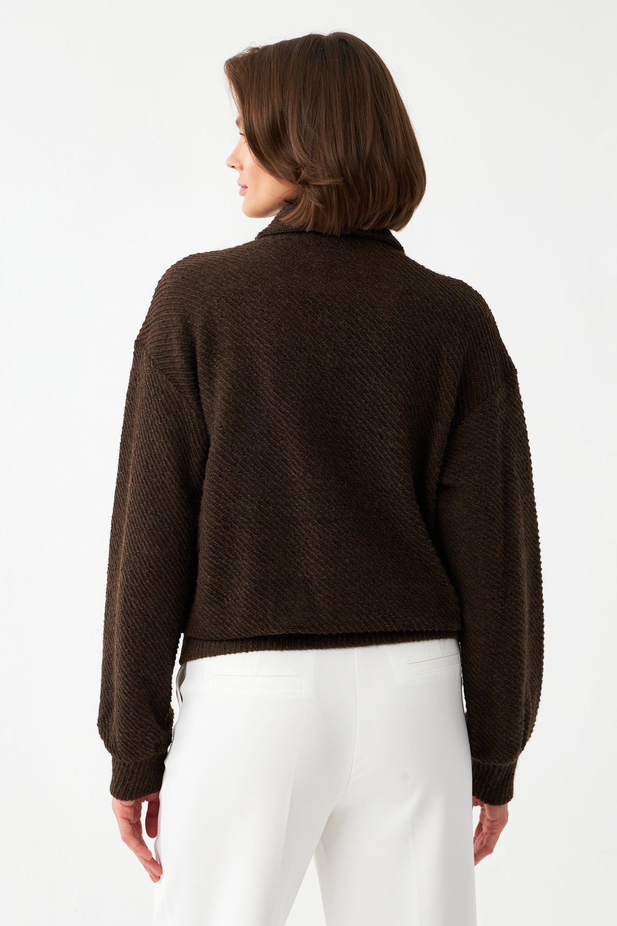 Fermuarlı Dokulu Ceket