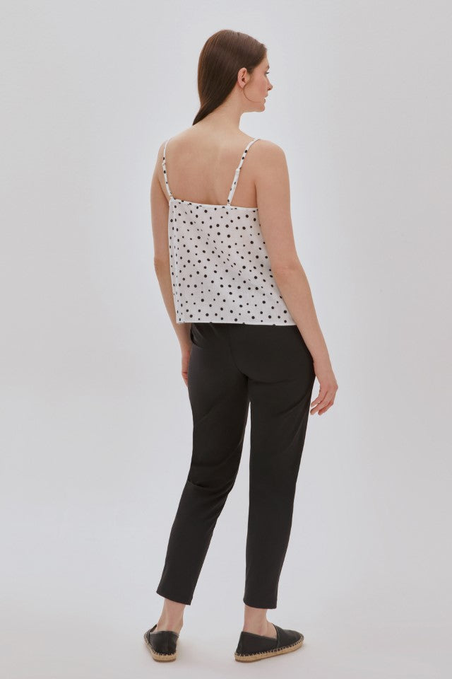 Fırfır Detaylı Puanlı Bluz BEYAZ-SİYAH