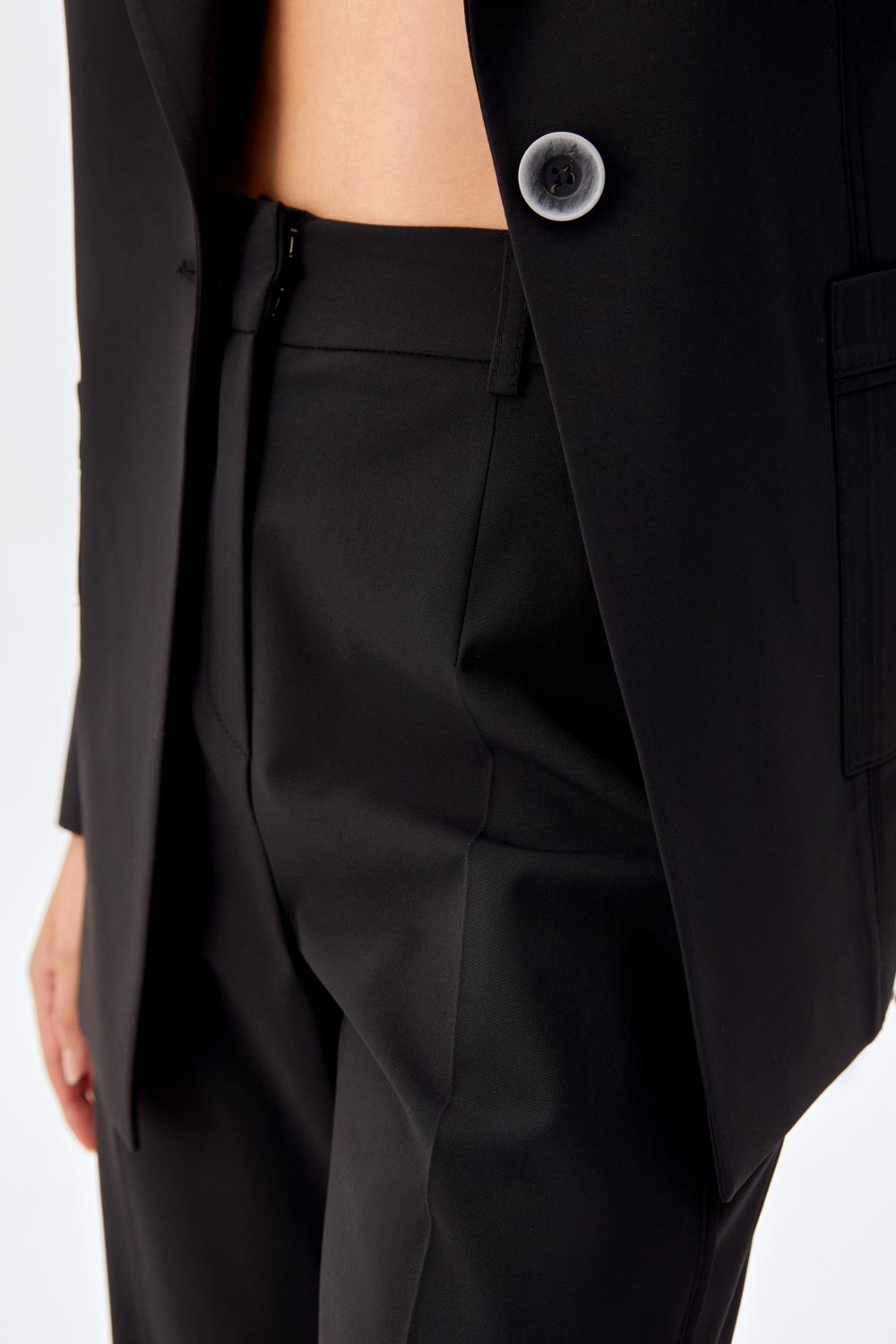 Geniş Paça Pantolon Ceket Takım SİYAH