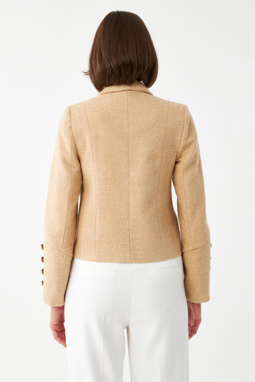 Gold Düğme Detaylı Ceket EKRU