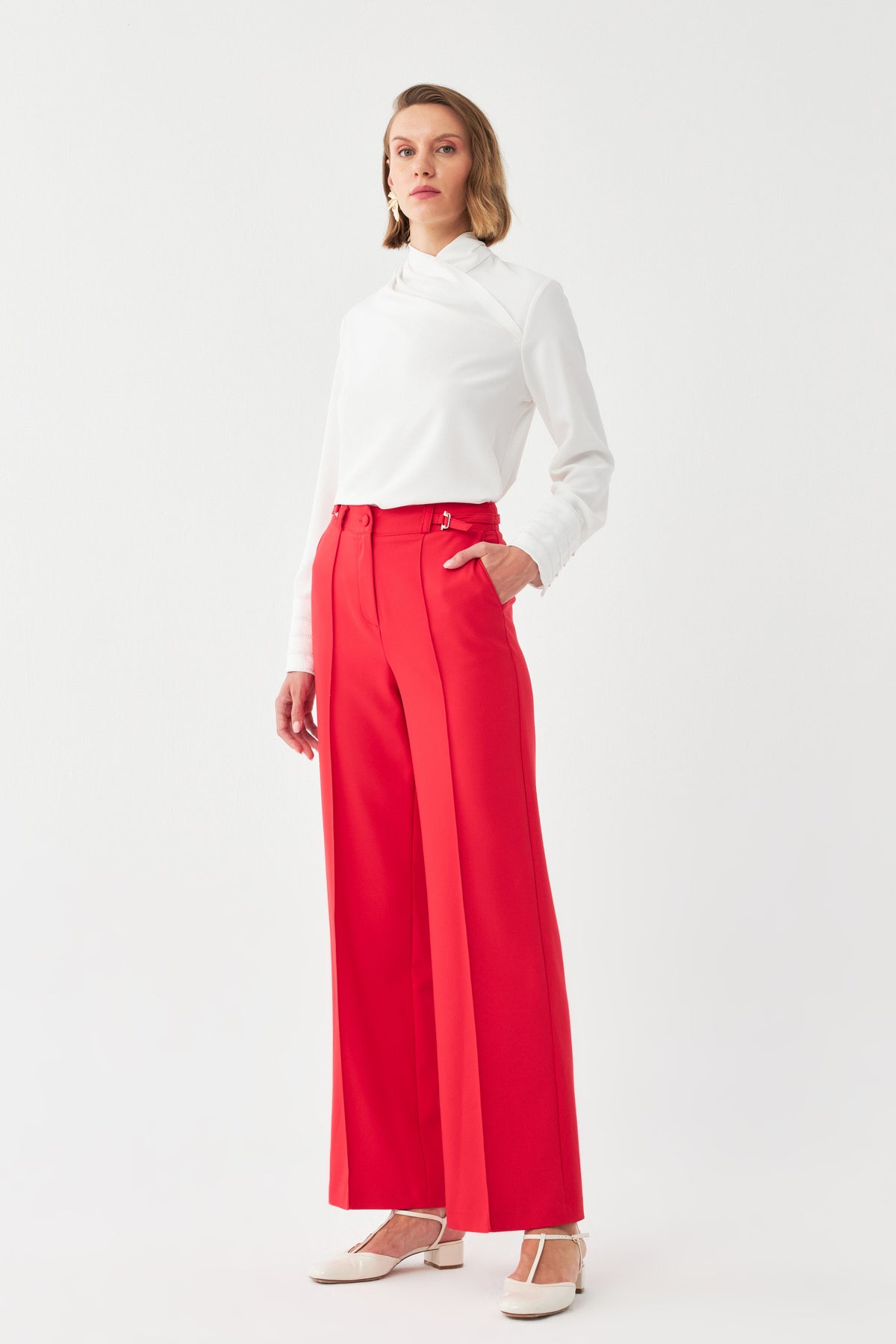 Yüksek Bel Geniş Paça Pantolon