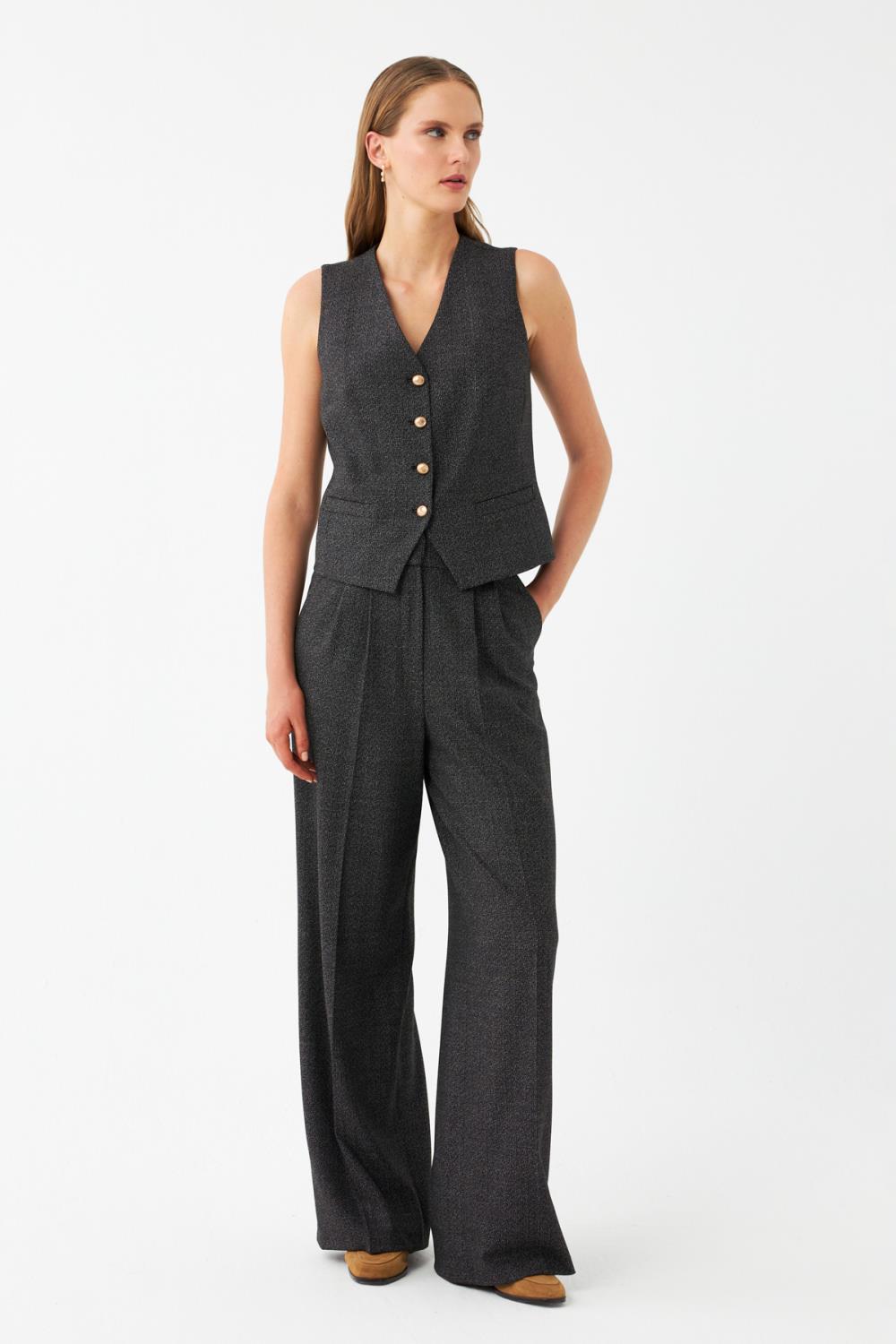 Yelek-Bol Paça Pantolon Takım