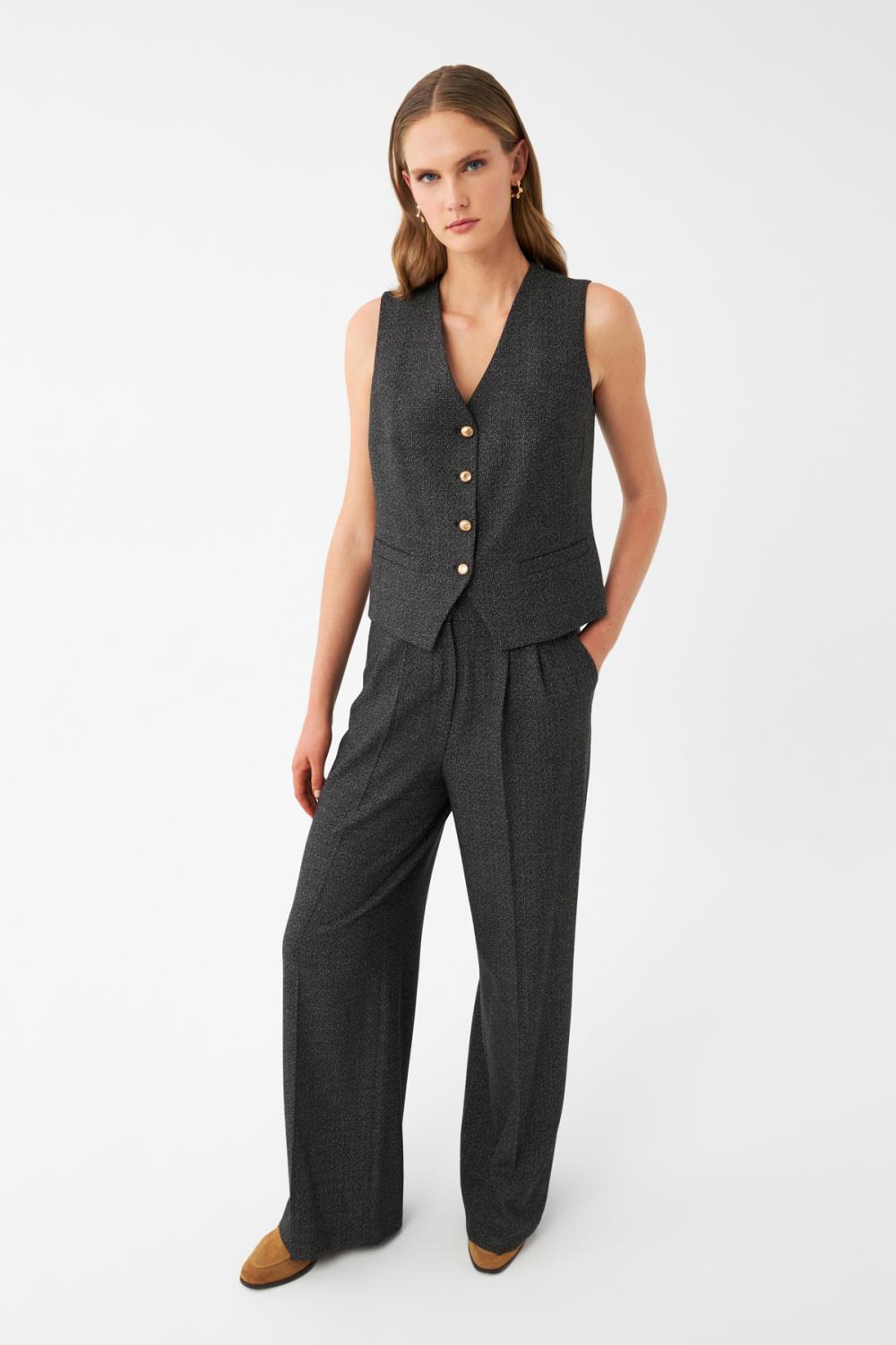 Yelek-Bol Paça Pantolon Takım