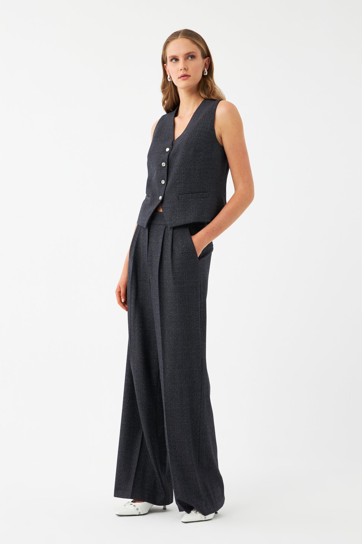 Yelek-Bol Paça Pantolon Takım