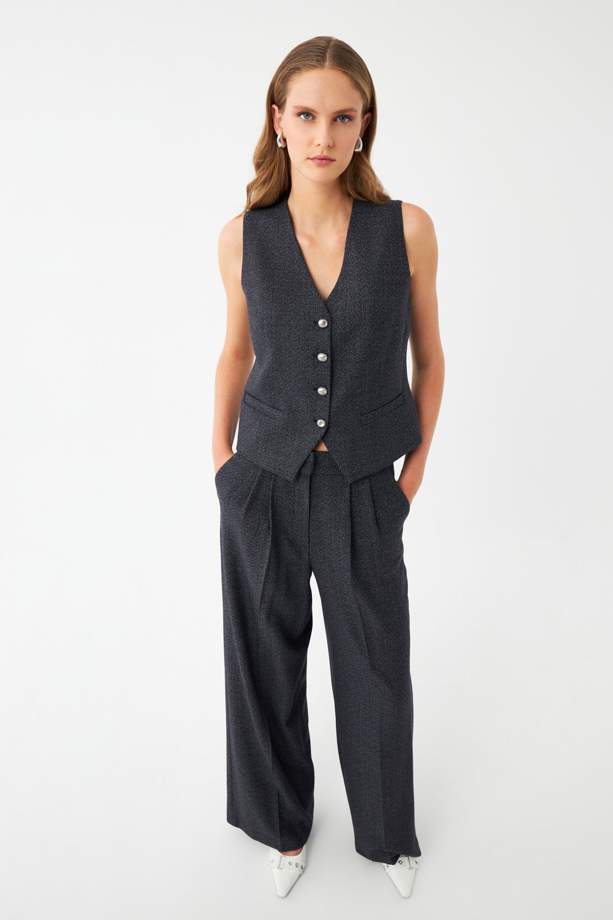 Yelek-Bol Paça Pantolon Takım