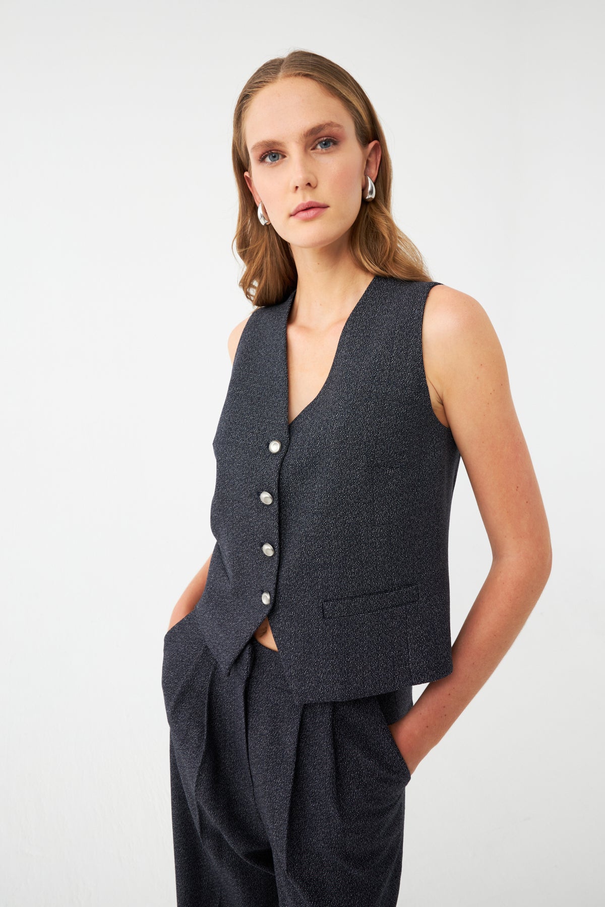 Yelek-Bol Paça Pantolon Takım