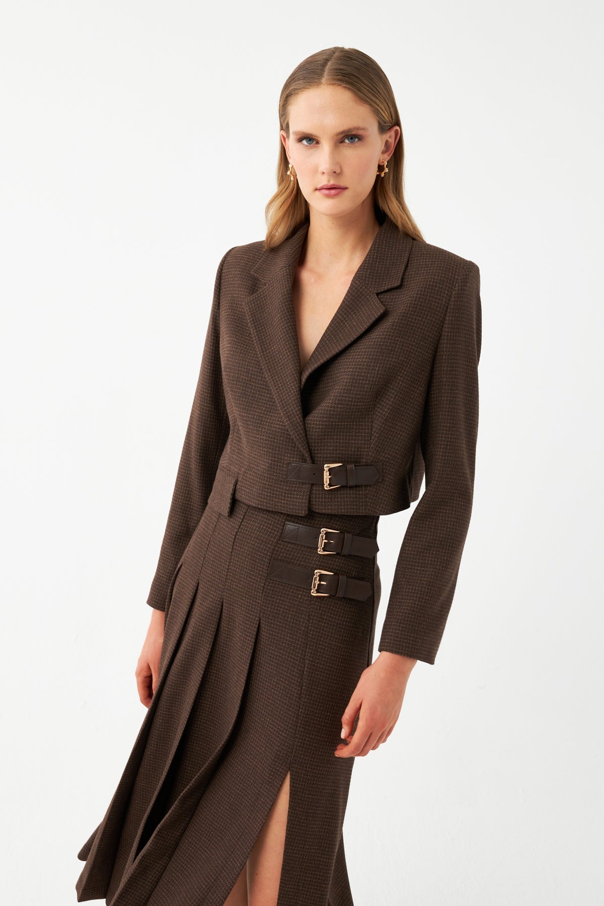 Kruvaze Kısa Blazer Ceket