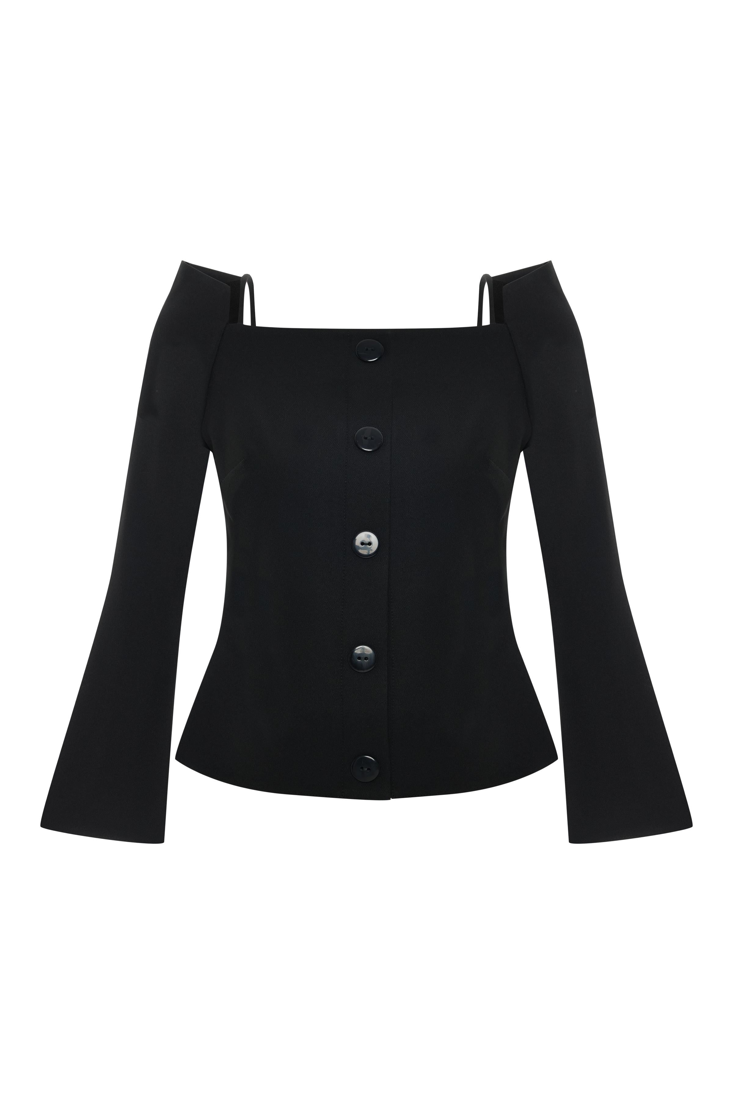 KARE YAKA DÜĞMELİ BLUZ 26W10846