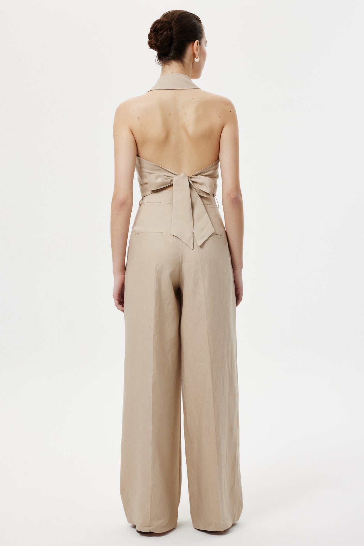 Pileli Keten Pantolon