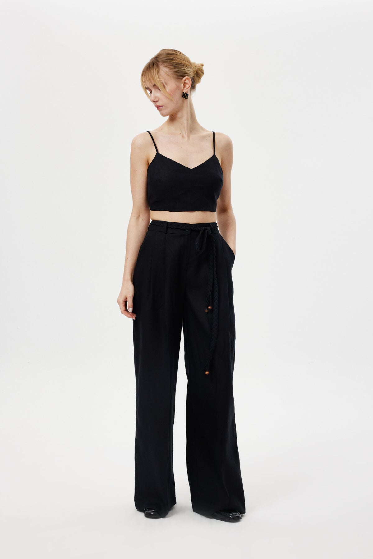 Pileli Keten Pantolon