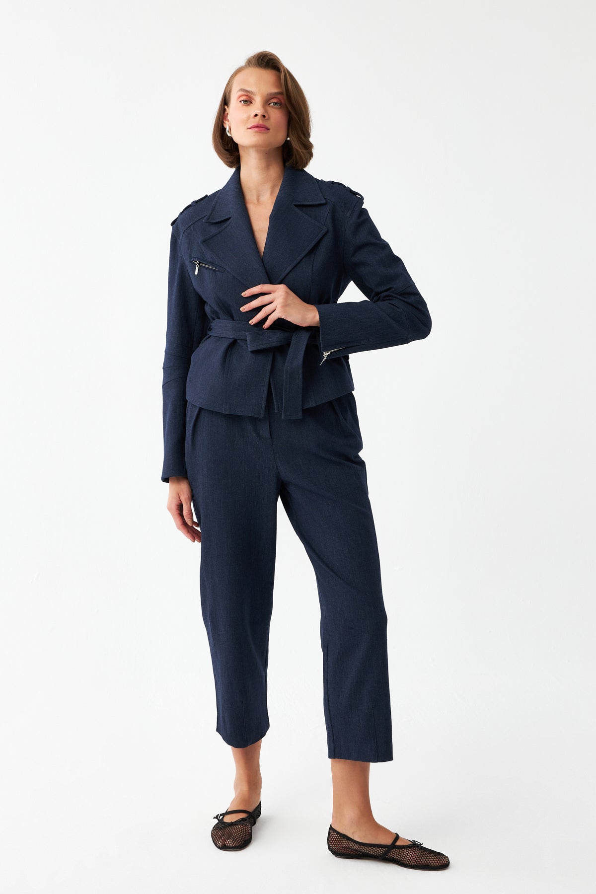 Kemerli Kruvaze Ceket