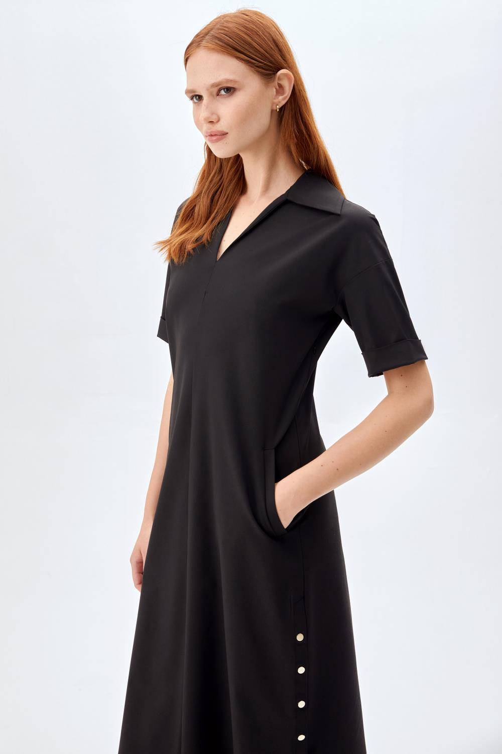 Casual-Fit Midi Elbise