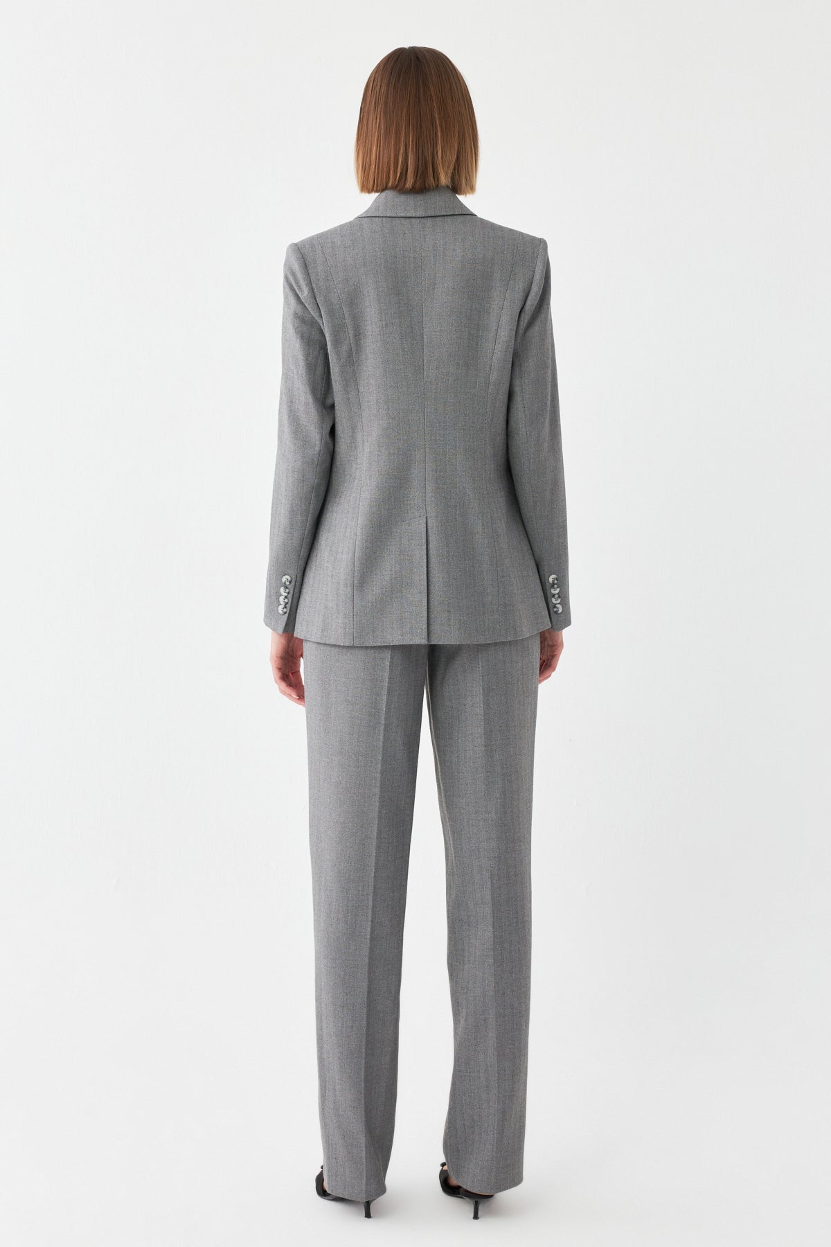 Klapa Çizgili Takım Elbise GRİ