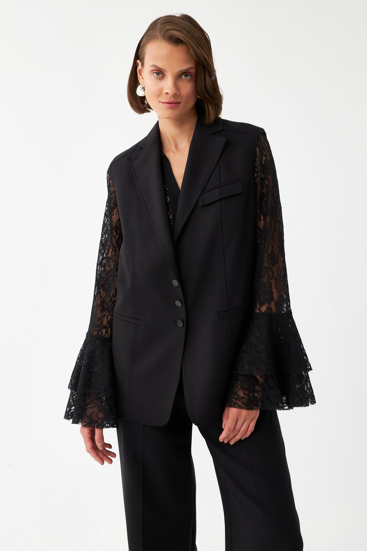 Kolsuz Siyah Blazer Yelek