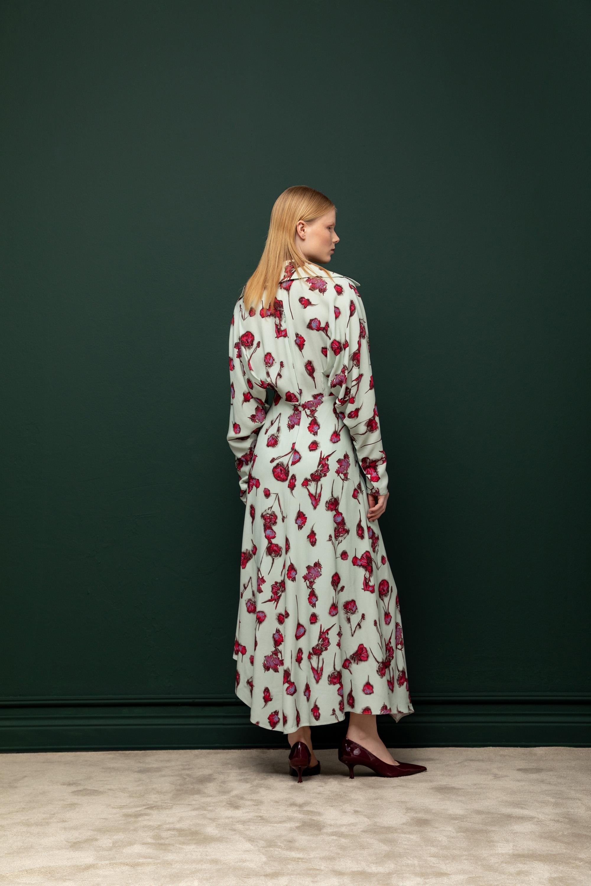 KONTRAST DESENLİ UZUN ELBİSE 26W40883