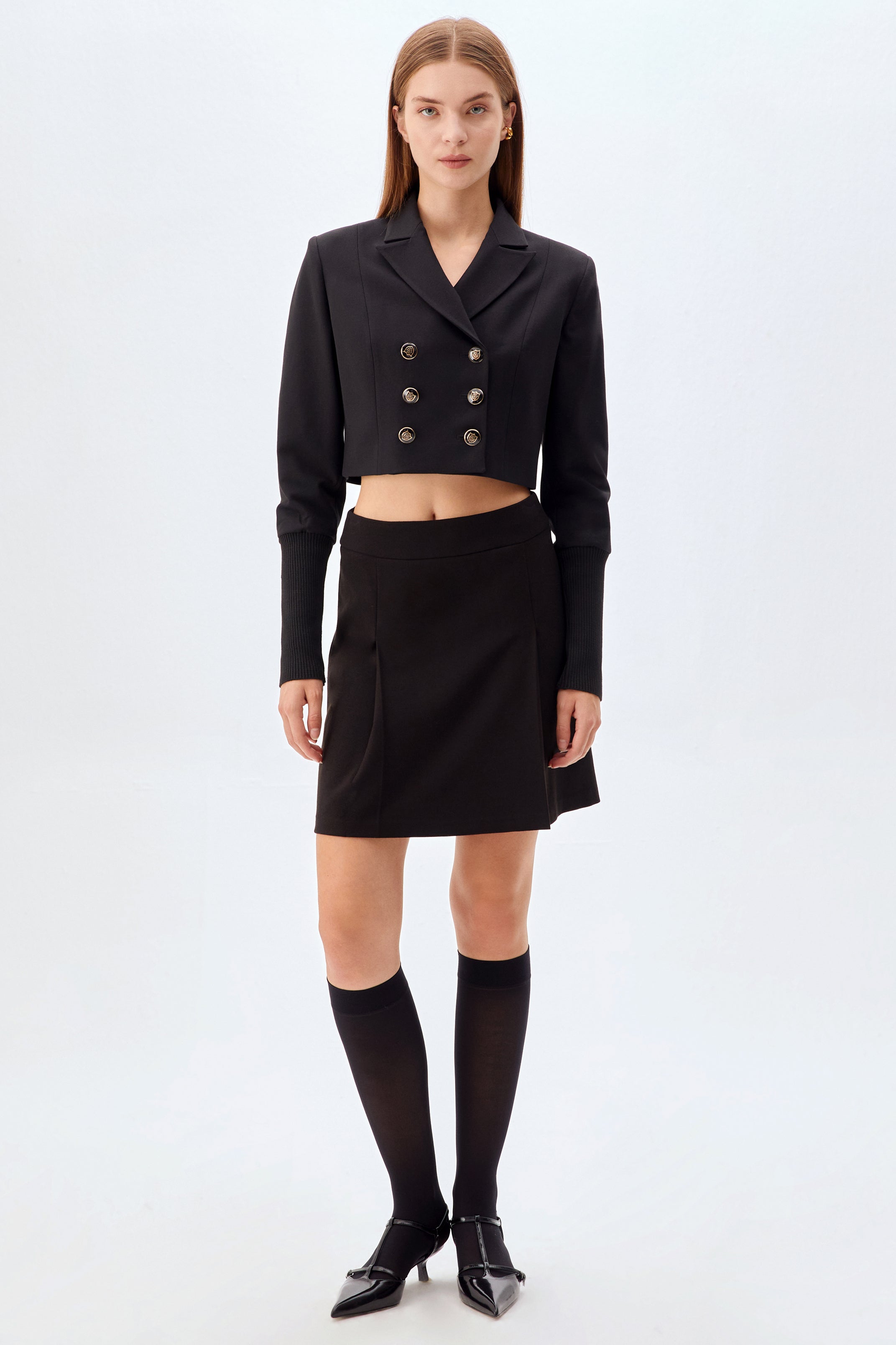 Kruvaze Kapama Crop Ceket