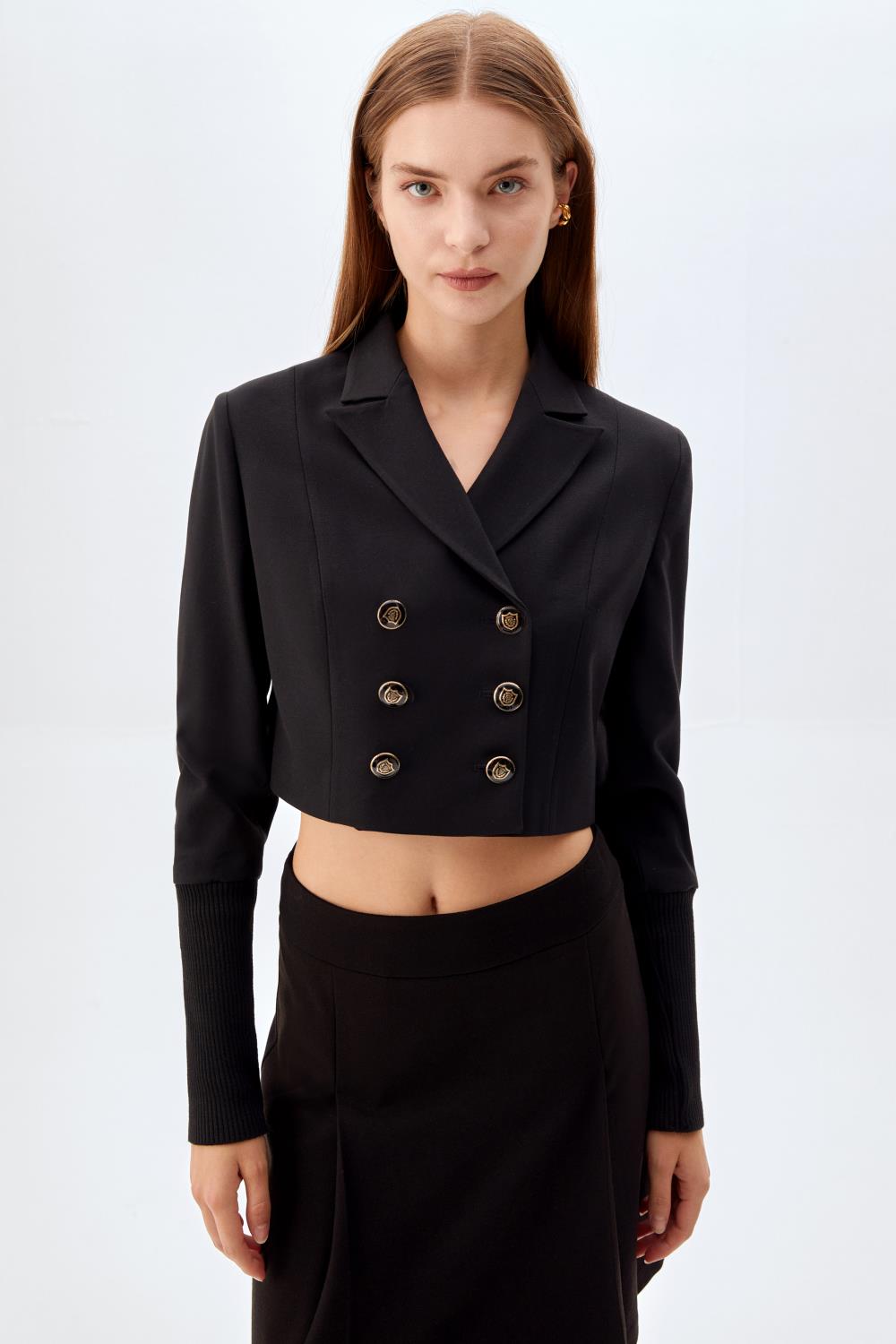 Kruvaze Kapama Crop Ceket