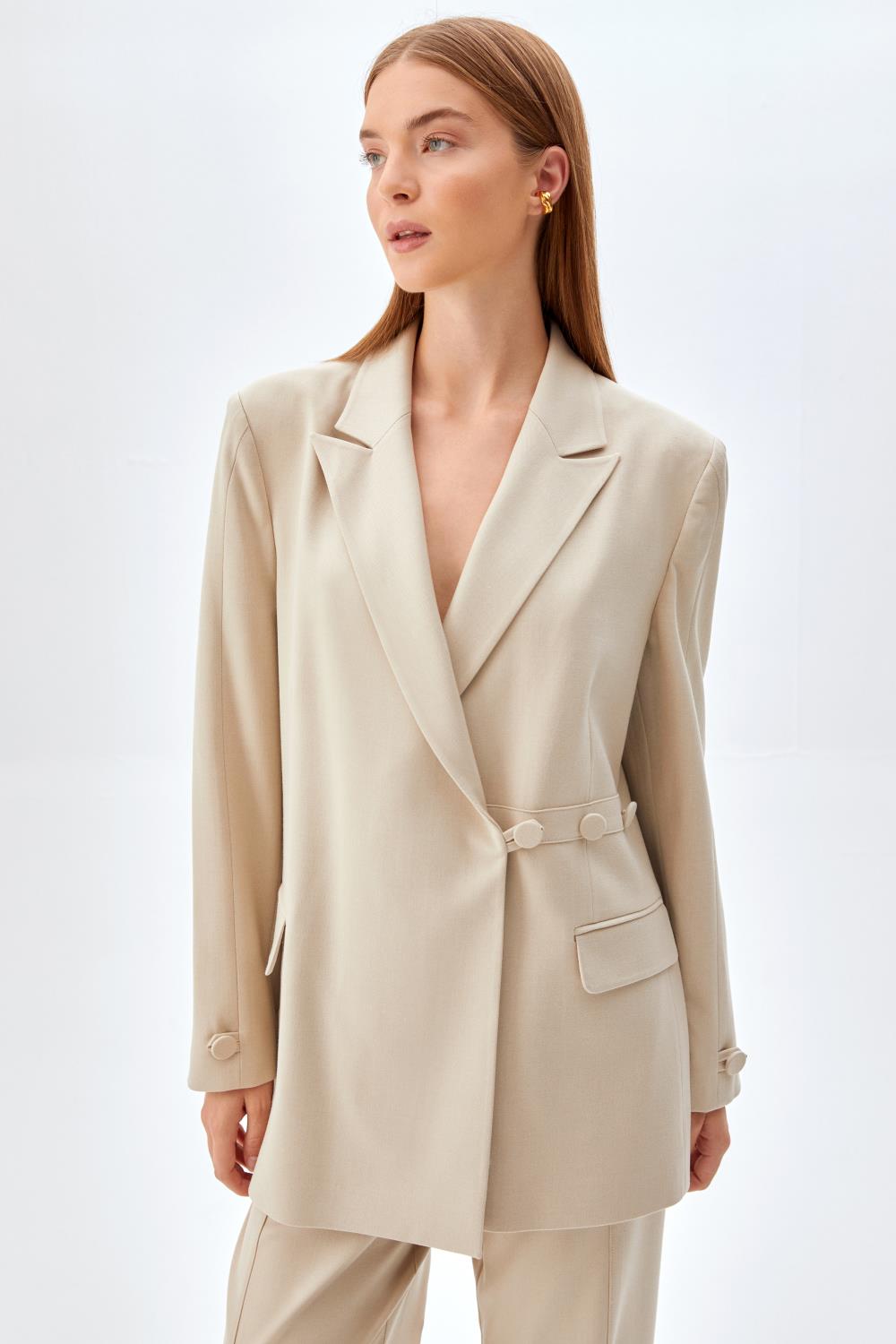 Düğme Mixli Blazer Ceket BEJ