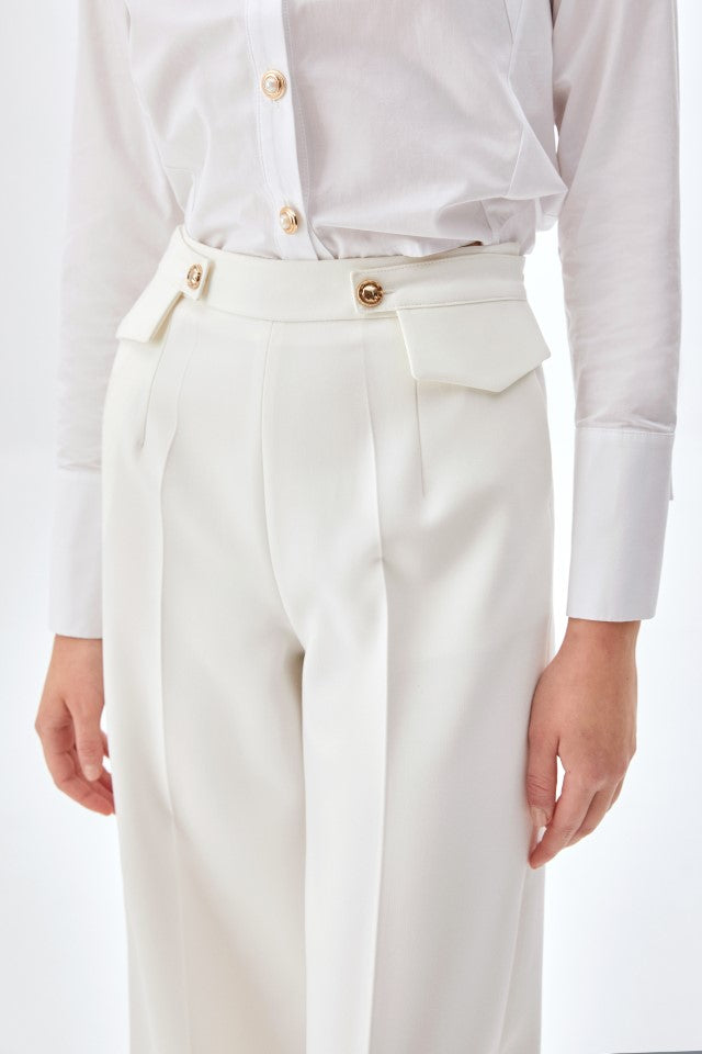 Leg-Fit Bel Detaylı Pantolon