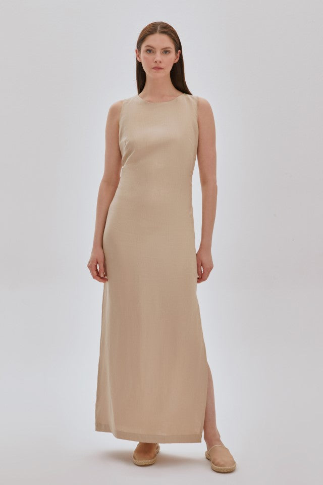 Midi Elbise Bej