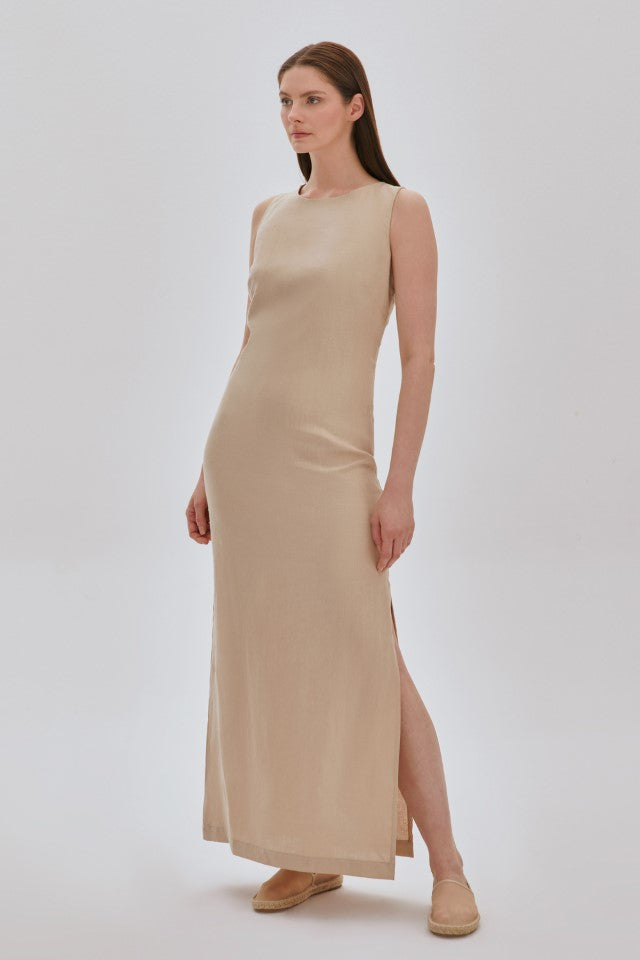 Midi Elbise Bej