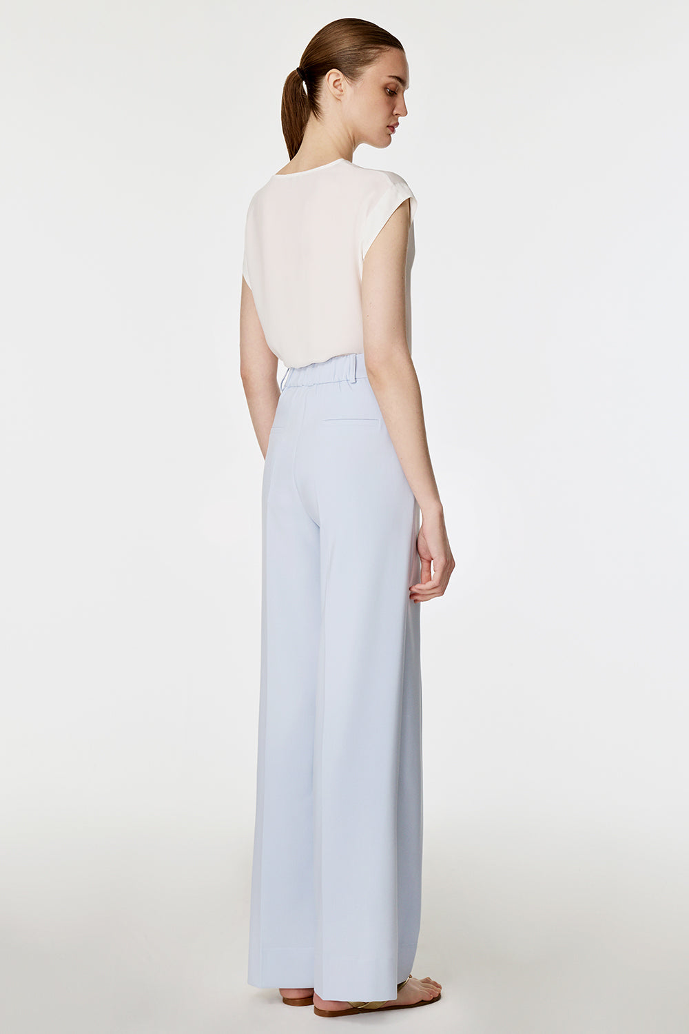 Arkası Lastikli Düz Paça Pantolon MAVİ