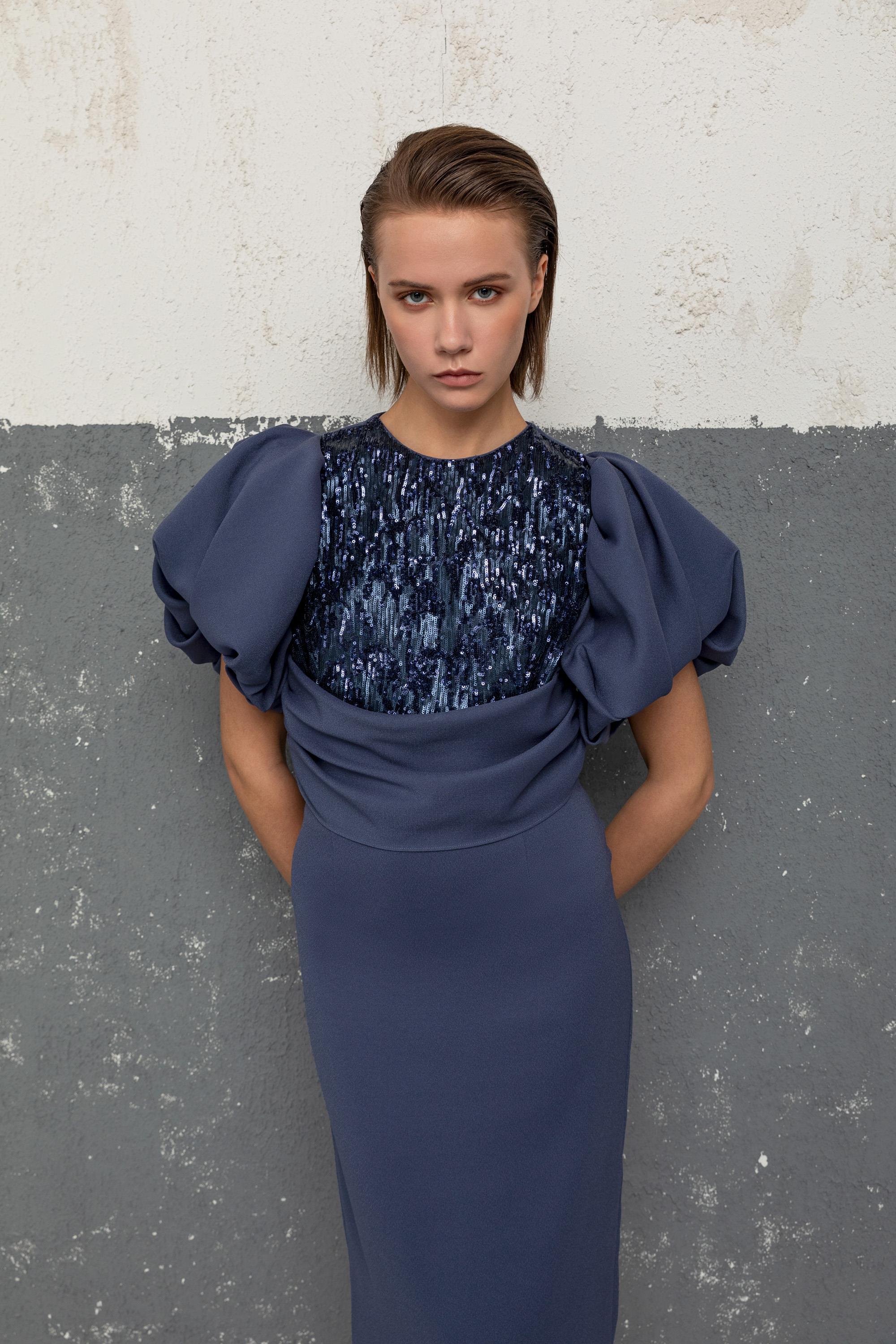 PAYET DETAYLI BALON KOL ELBİSE 26W40871