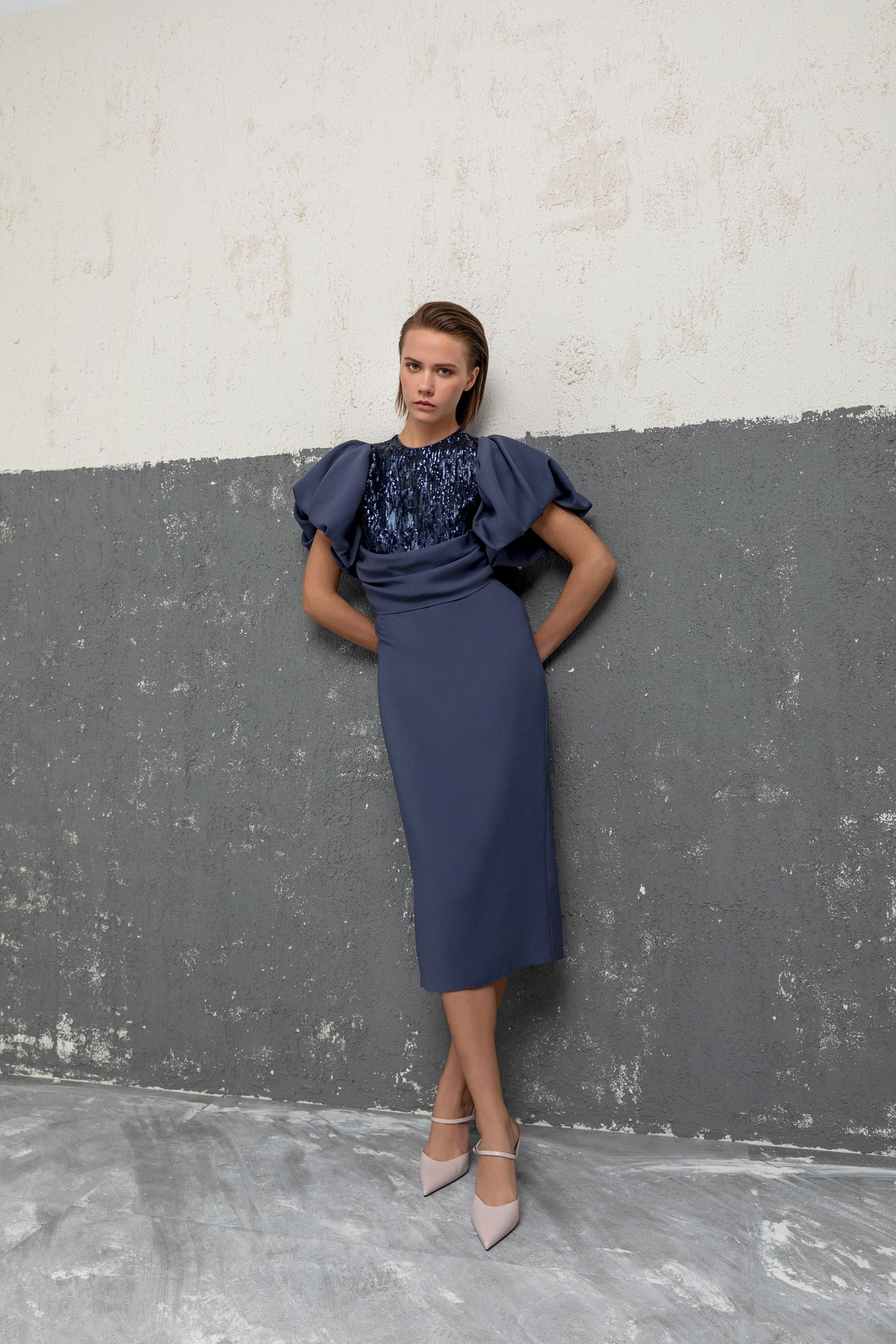 PAYET DETAYLI BALON KOL ELBİSE 26W40871