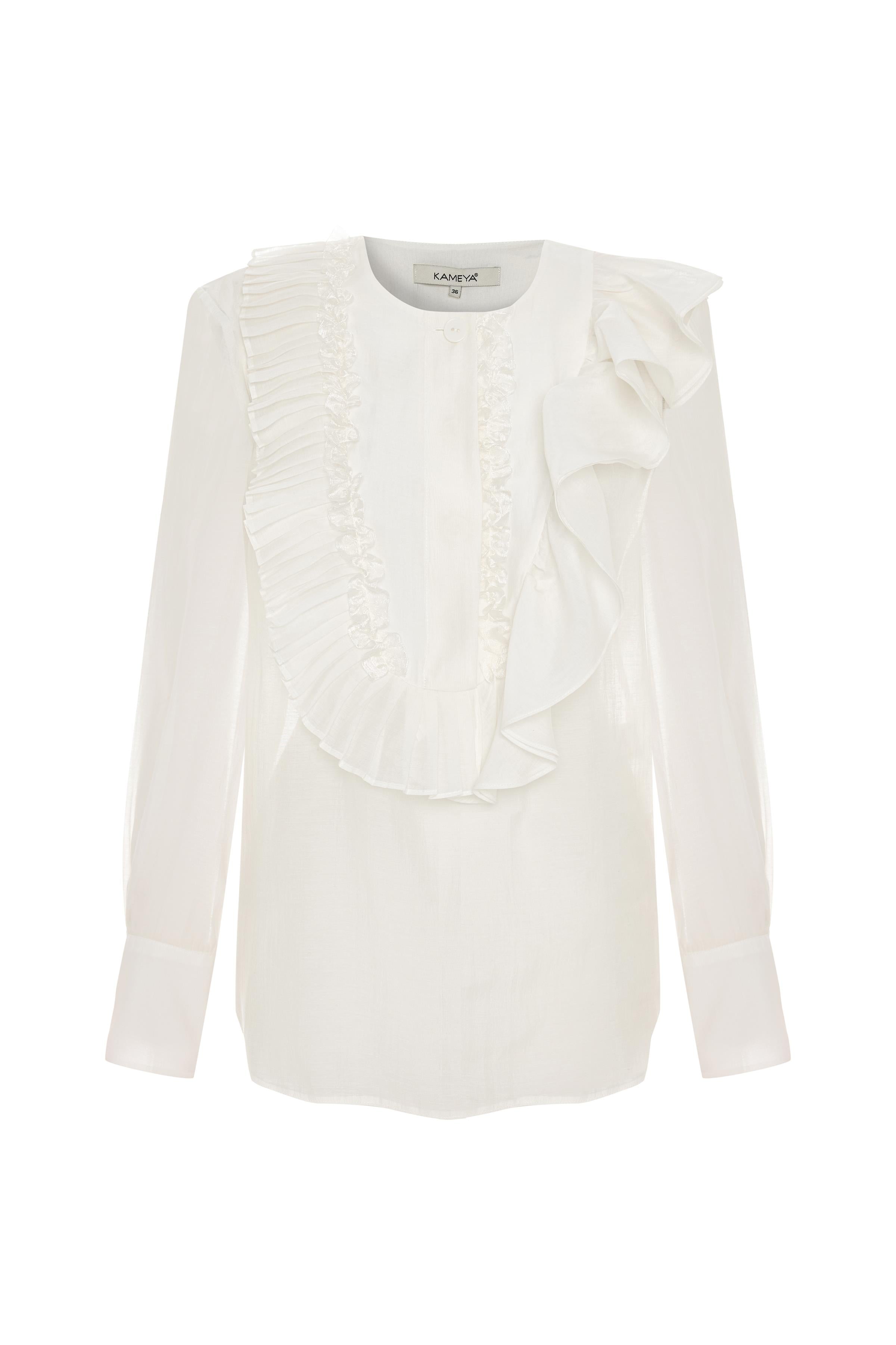 PLİSELİ FIRFIR DETAYLI BLUZ 26W10823