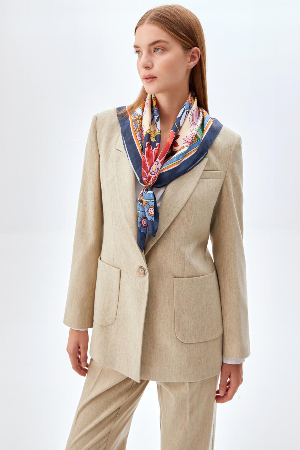 Şal Detaylı Ceket Pantolon Takım