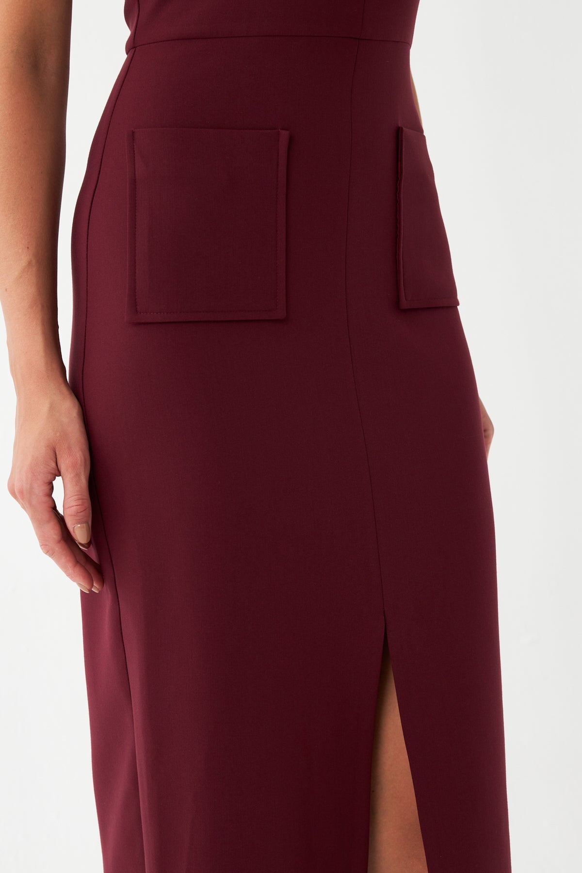 Sırt Dekolteli Midi Elbise BORDO