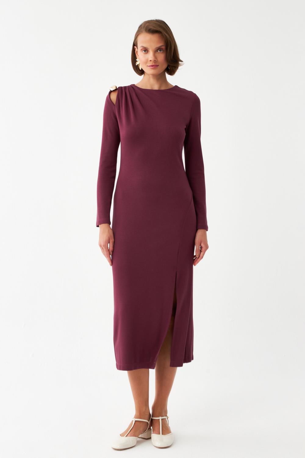 Straight-Fit Elbise BORDO