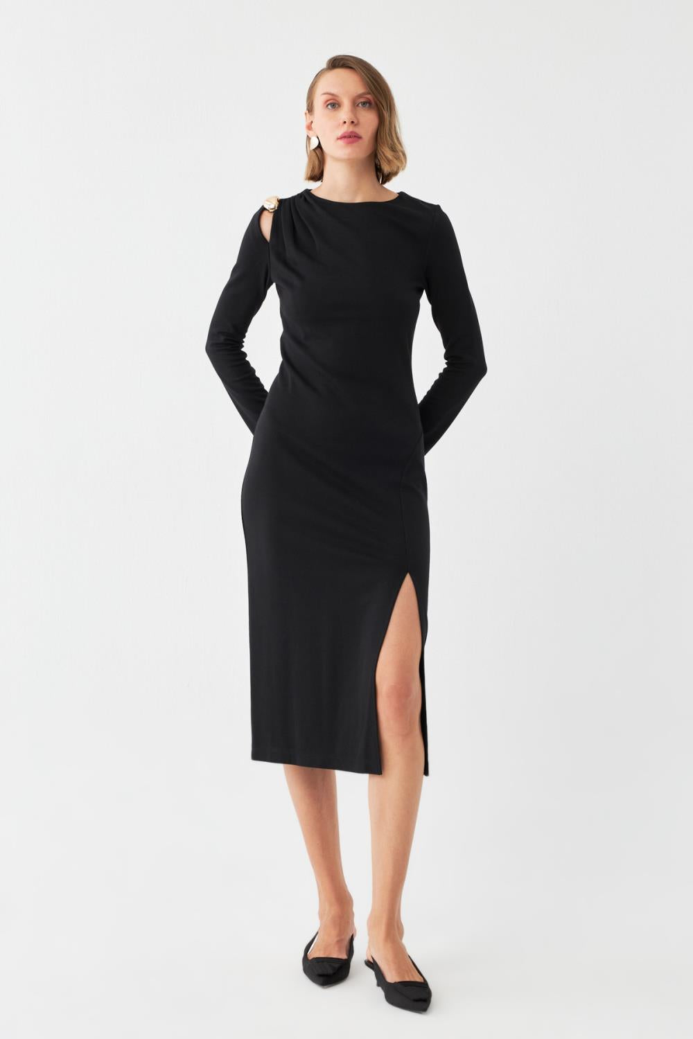 Straight-Fit Elbise SİYAH