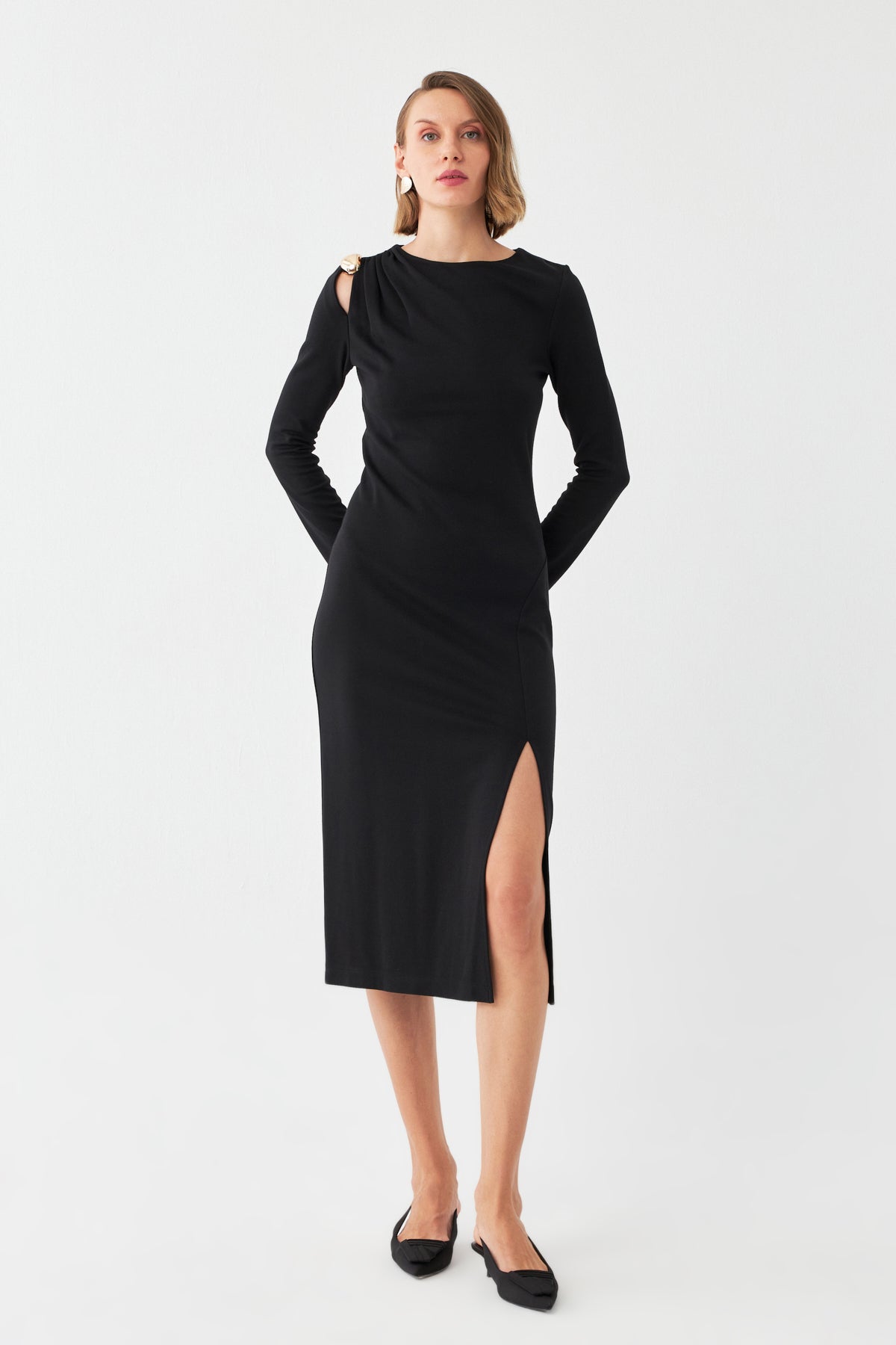 Straight-Fit Elbise SİYAH