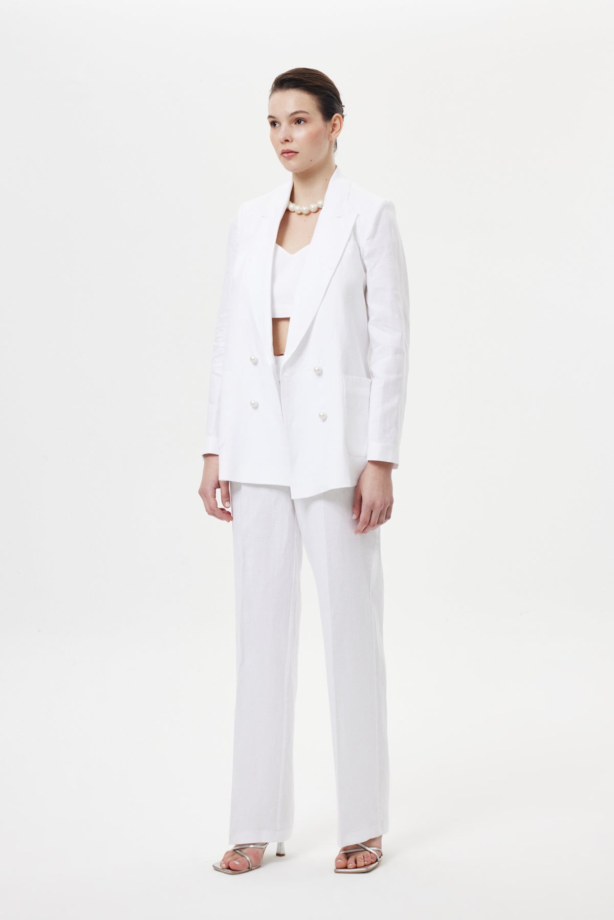 İncili Keten Takım BEYAZ