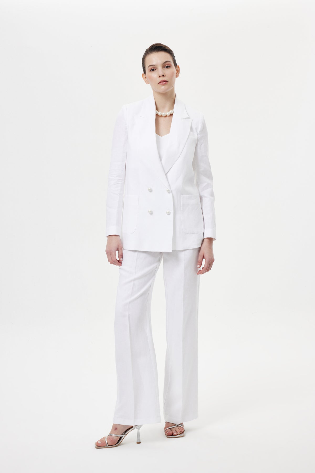 İncili Keten Takım BEYAZ