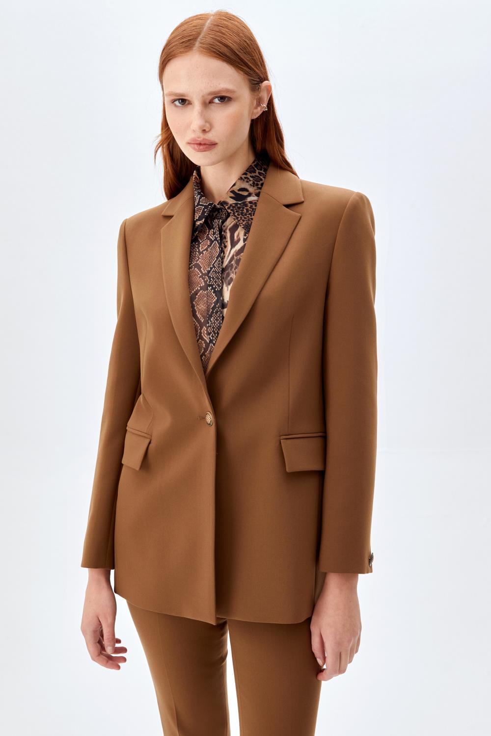 Tek Düğmeli Blazer Ceket Takım OLIVE