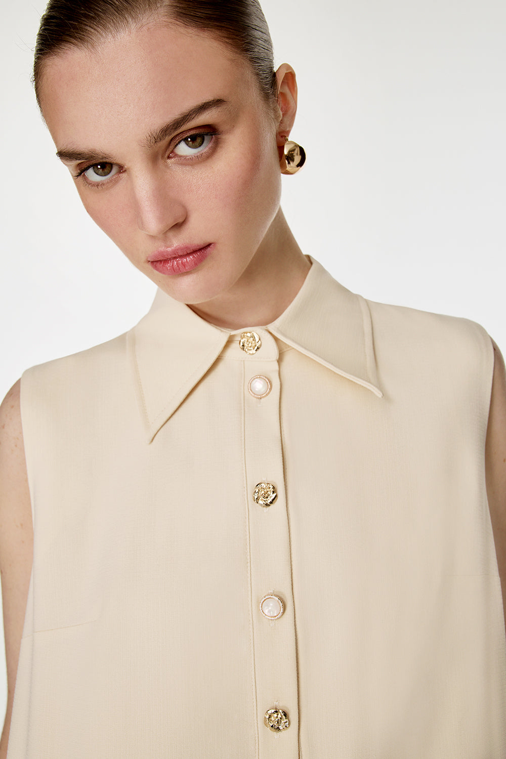 Yanları Apoletli Uzun Elbise