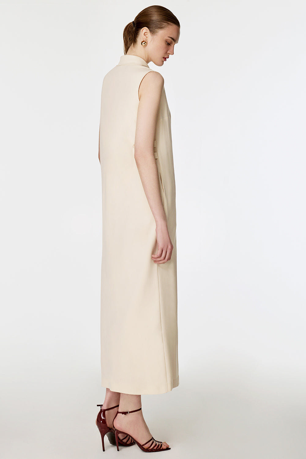 Yanları Apoletli Uzun Elbise