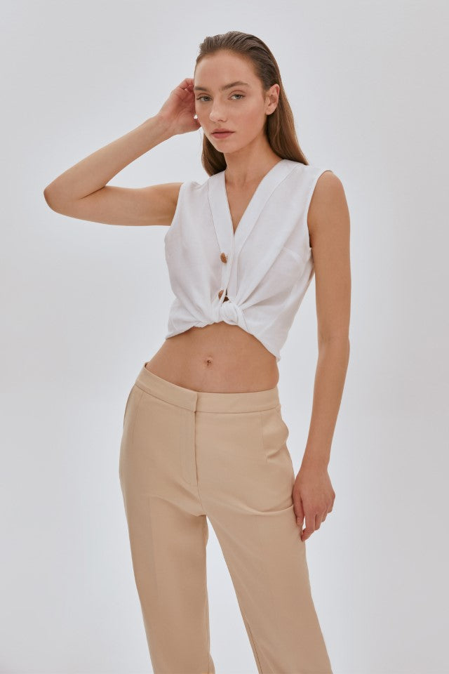 Yırtmaç Detaylı Pantolon Bej
