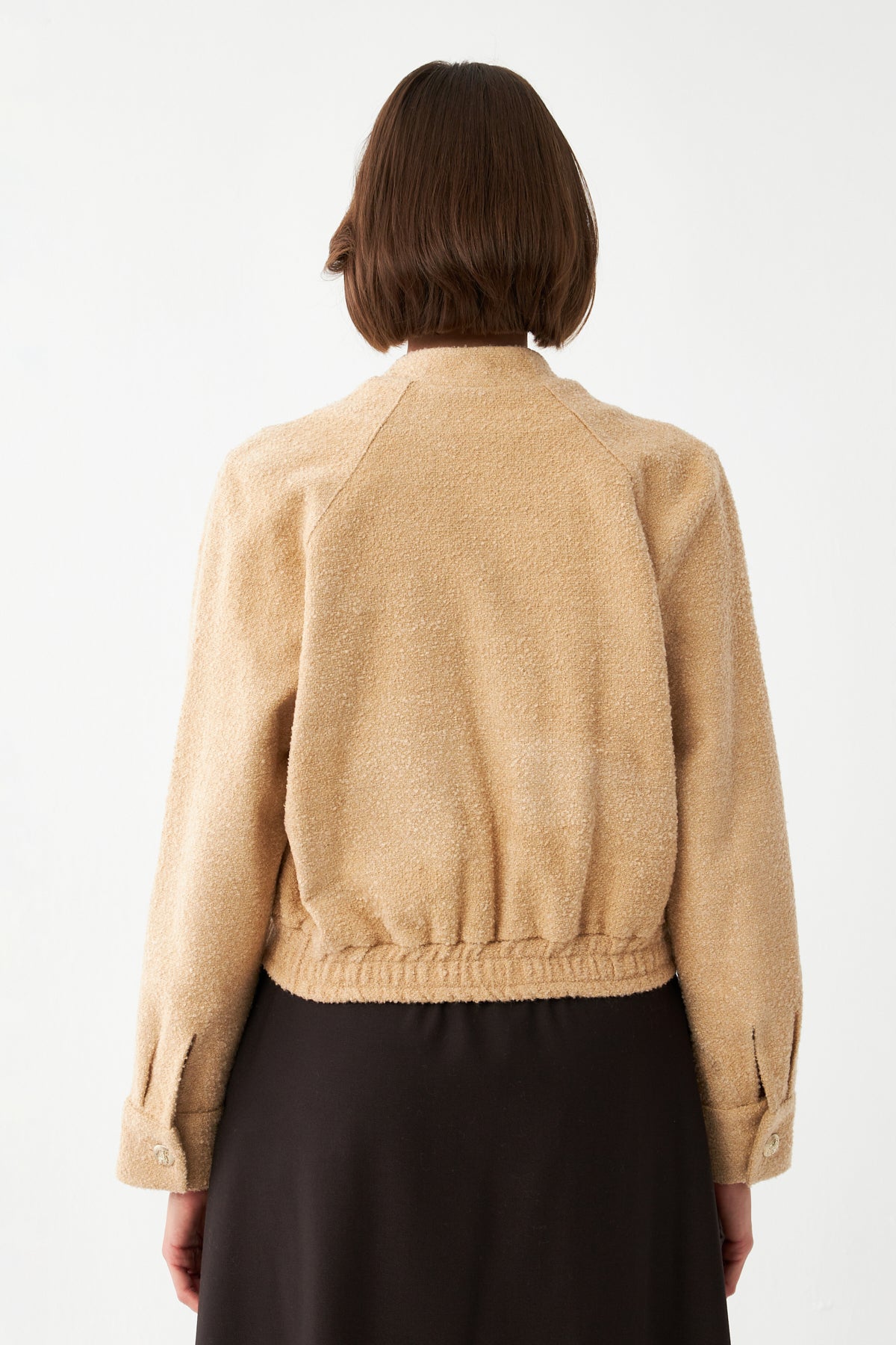 Dokulu Bomber Ceket BEJ