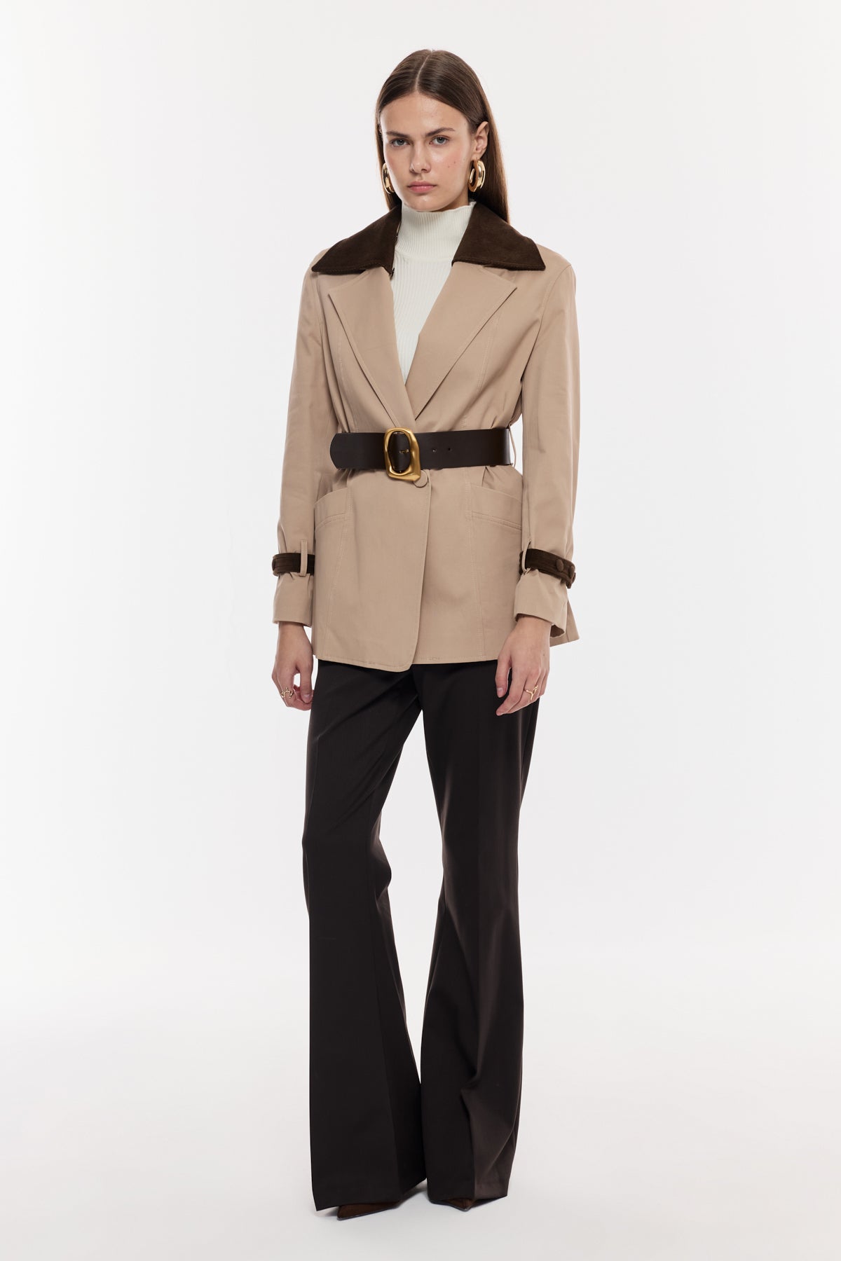 Kuşaklı Klasik Trenç Ceket