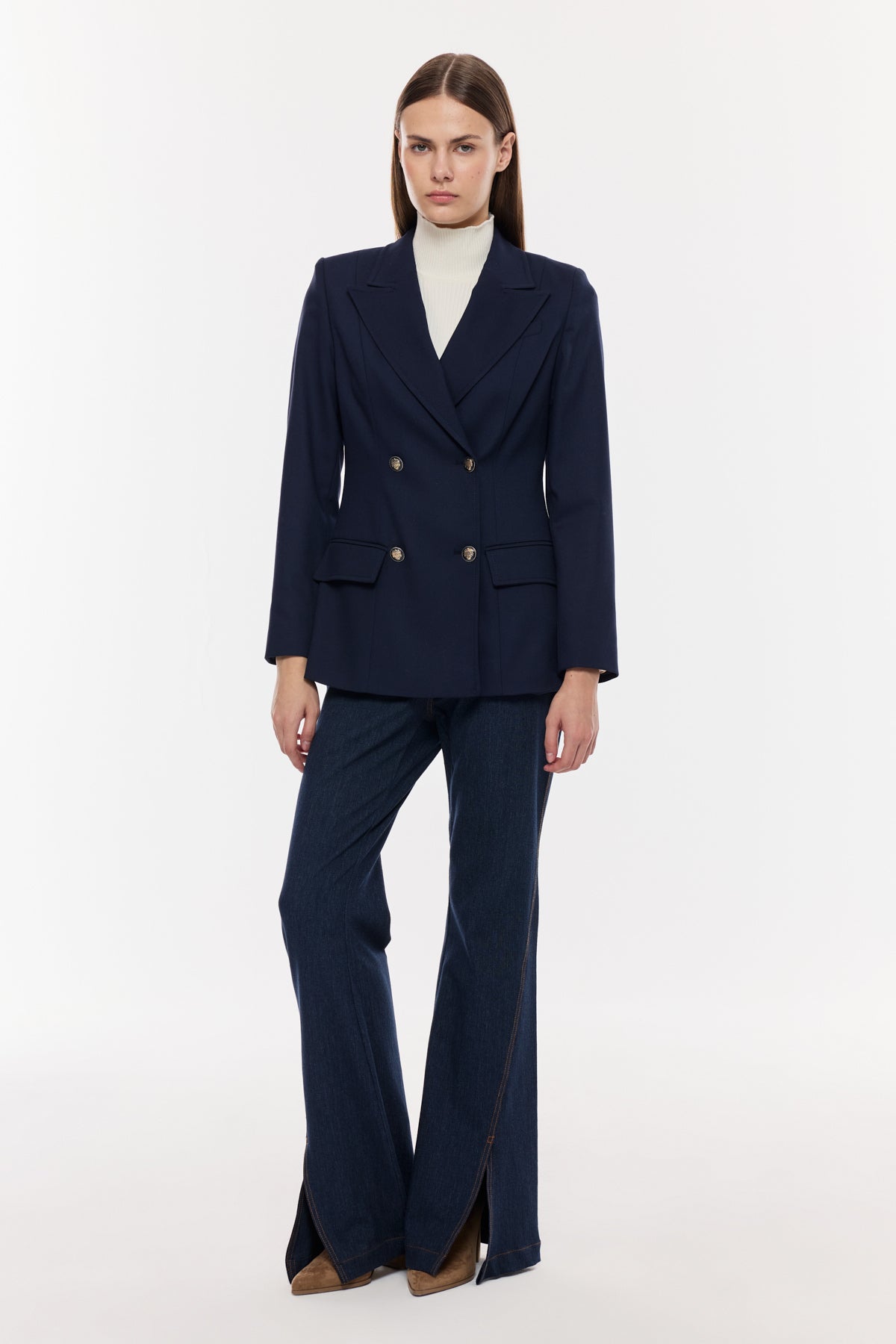 Çift Düğmeli Klasik Blazer Ceket