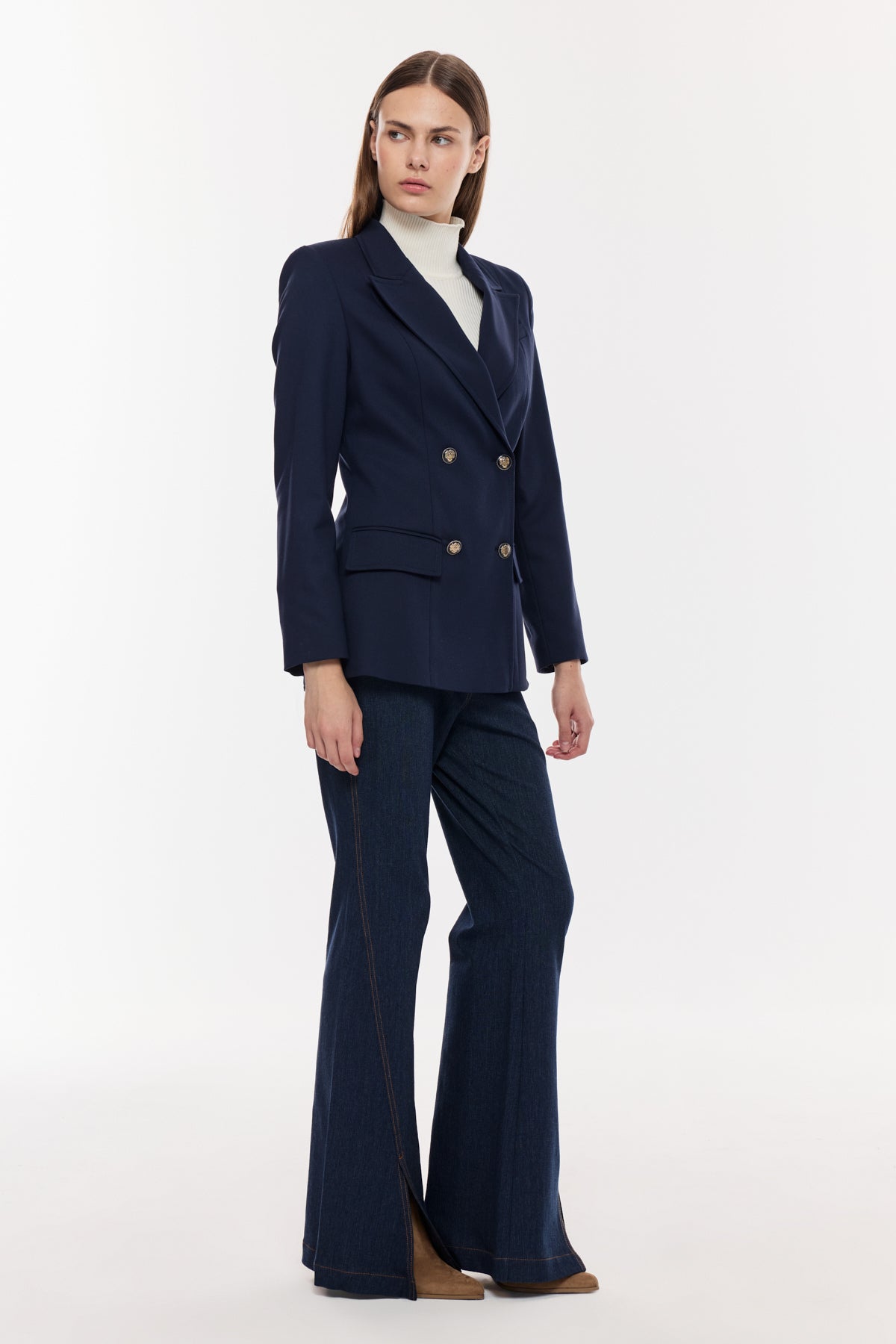 Çift Düğmeli Klasik Blazer Ceket