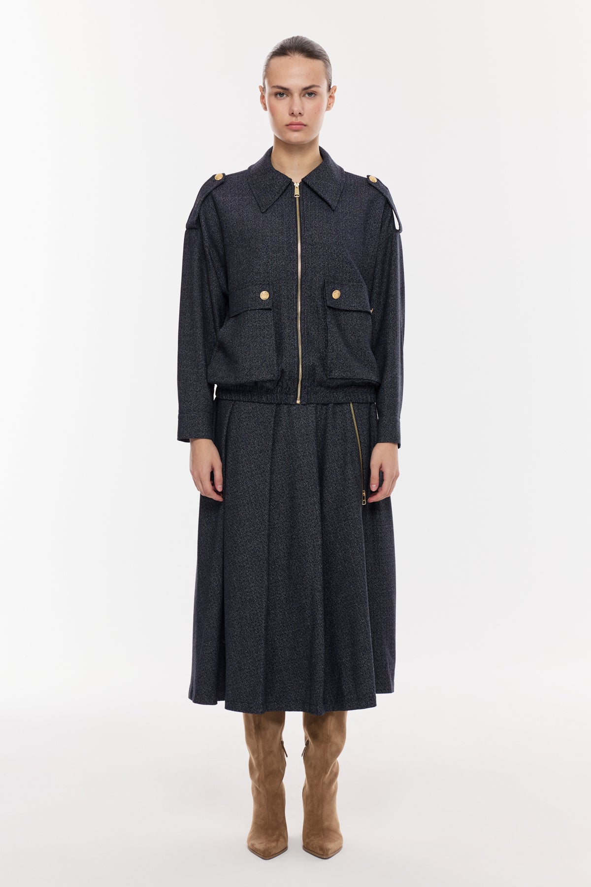 Fermuarlı Cepli Şık Ceket