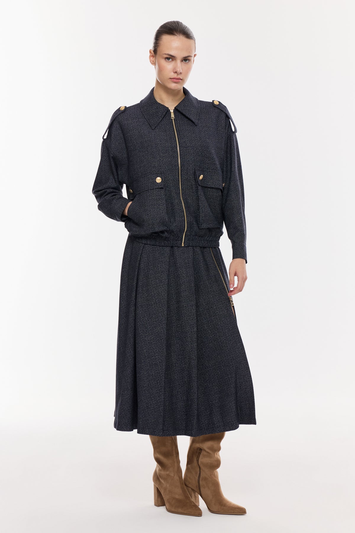 Fermuarlı Cepli Şık Ceket