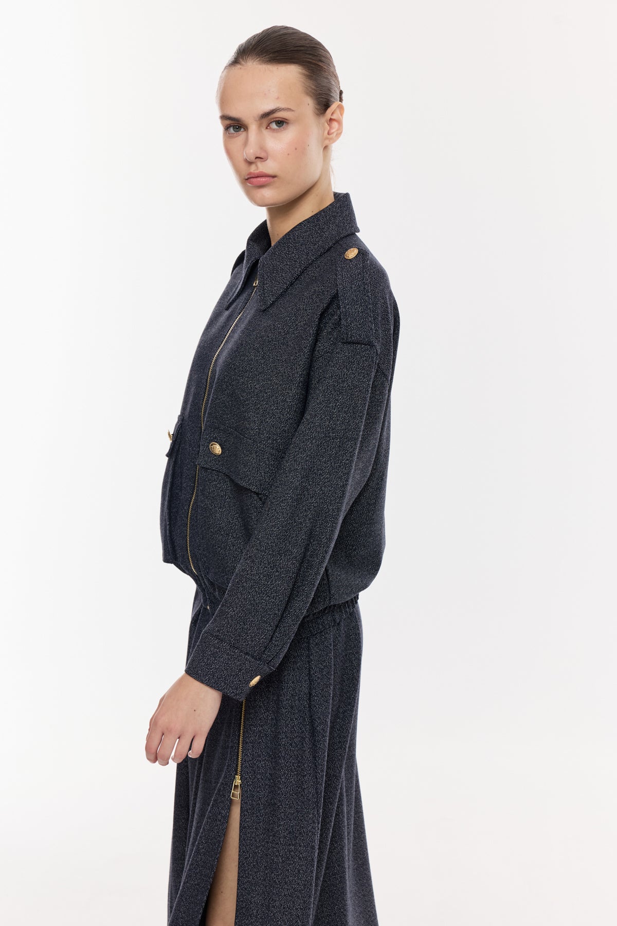 Fermuarlı Cepli Şık Ceket