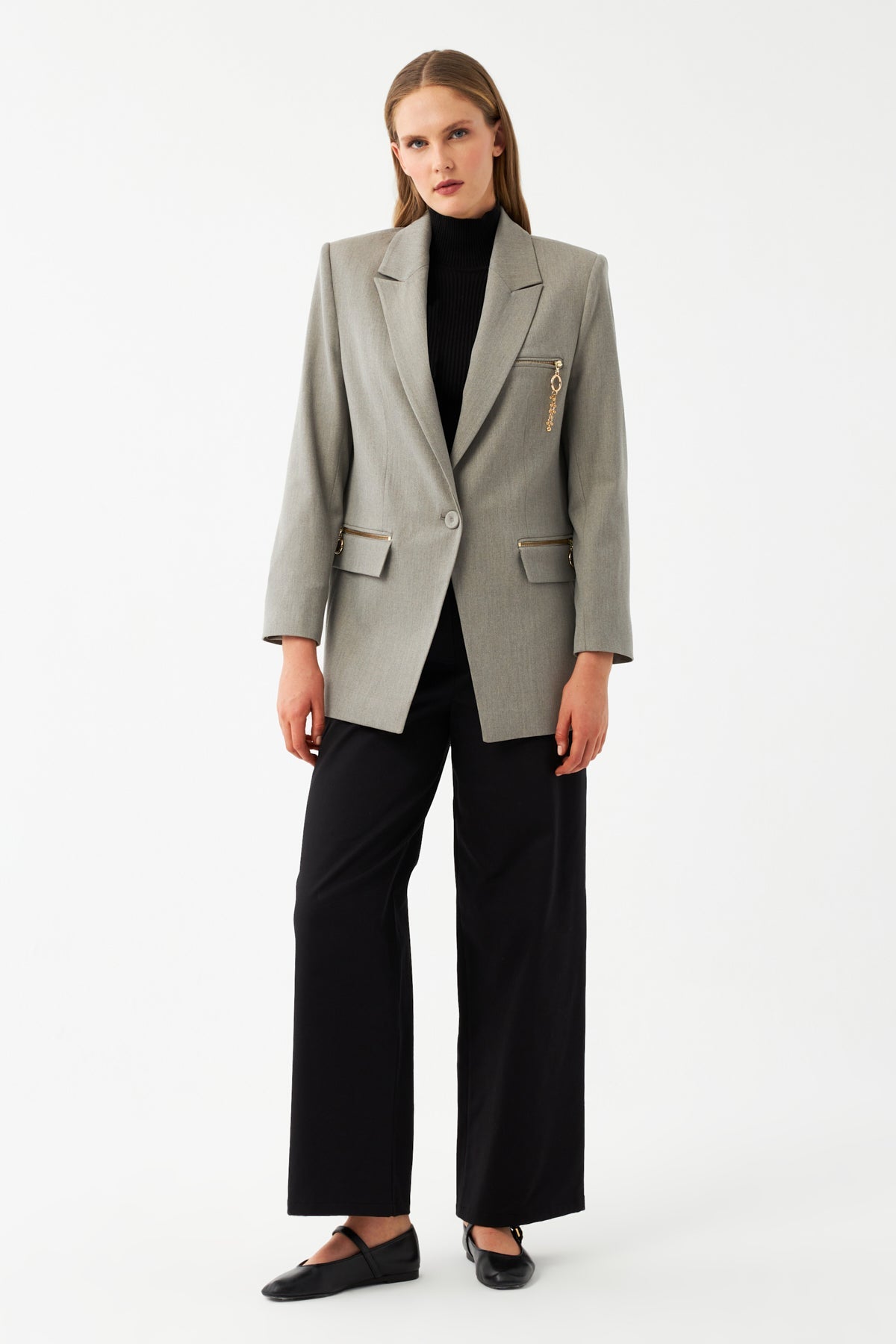 Aksesuarlı Oversize Blazer Ceket